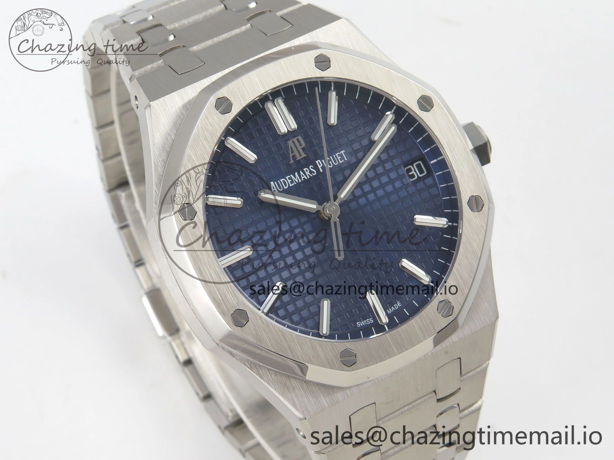 MultiPurpose Royal Oak 15500 SS TWSF Best Edition Blue Textured Dial on SS Bracelet SA4302 Super Clone 4251