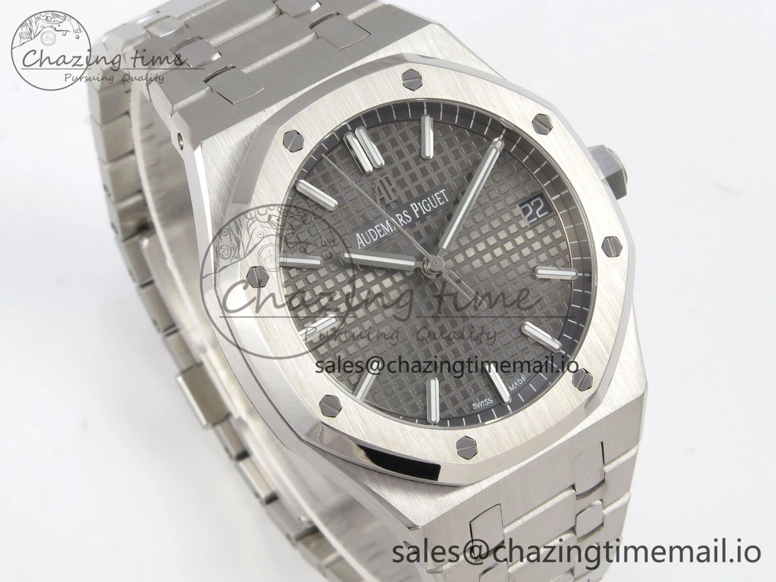 Royal Oak 15500 SS TWSF Best Edition Gray Textured Dial on SS Bracelet SA4302 Super Clone Original 4254