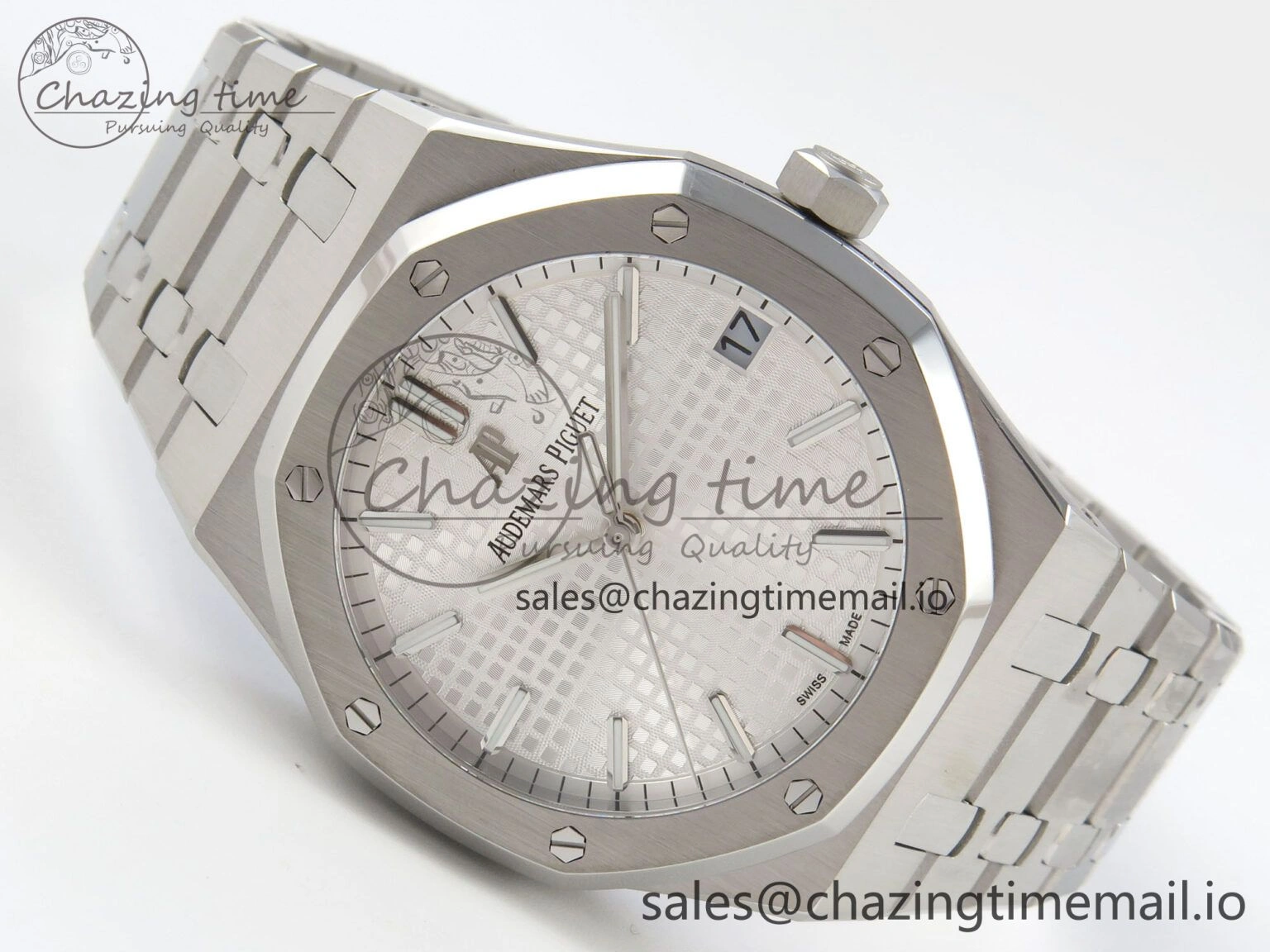 StreetReady Royal Oak 15500 SS TWSF Best Edition White Textured Dial on SS Bracelet SA4302 Super Clone 4256