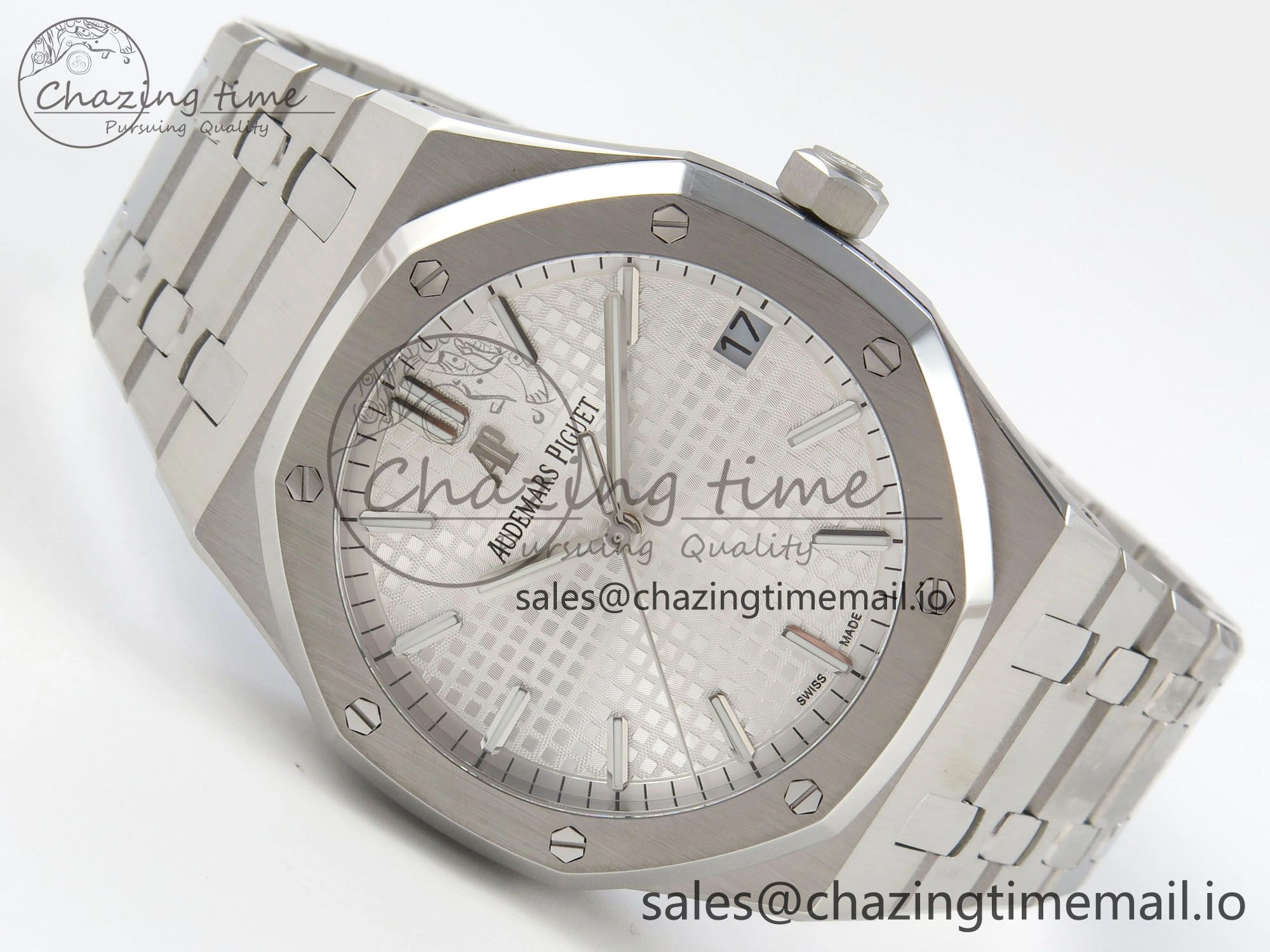 StreetReady Royal Oak 15500 SS TWSF Best Edition White Textured Dial on SS Bracelet SA4302 Super Clone 4256