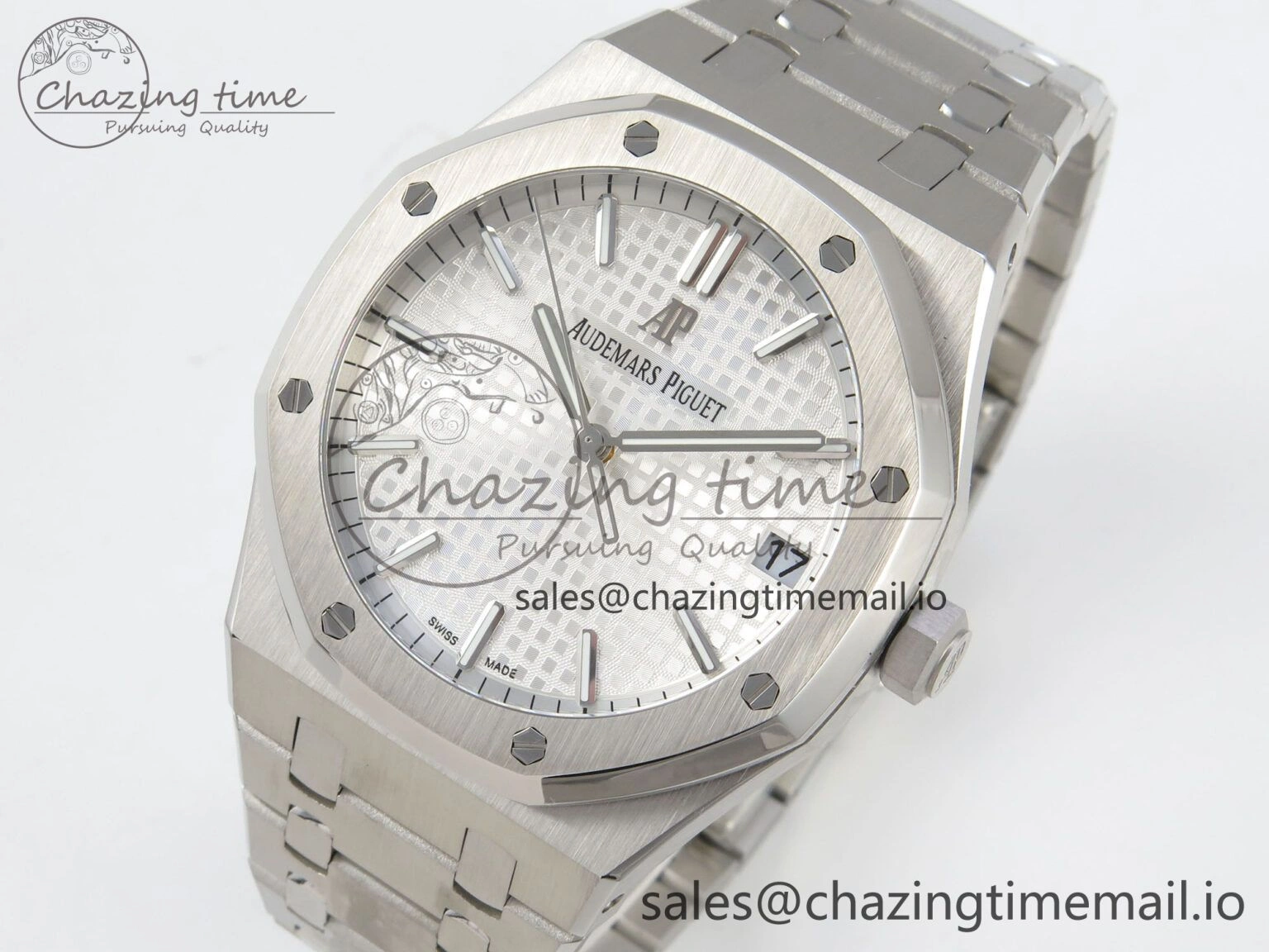 StreetReady Royal Oak 15500 SS TWSF Best Edition White Textured Dial on SS Bracelet SA4302 Super Clone 4256