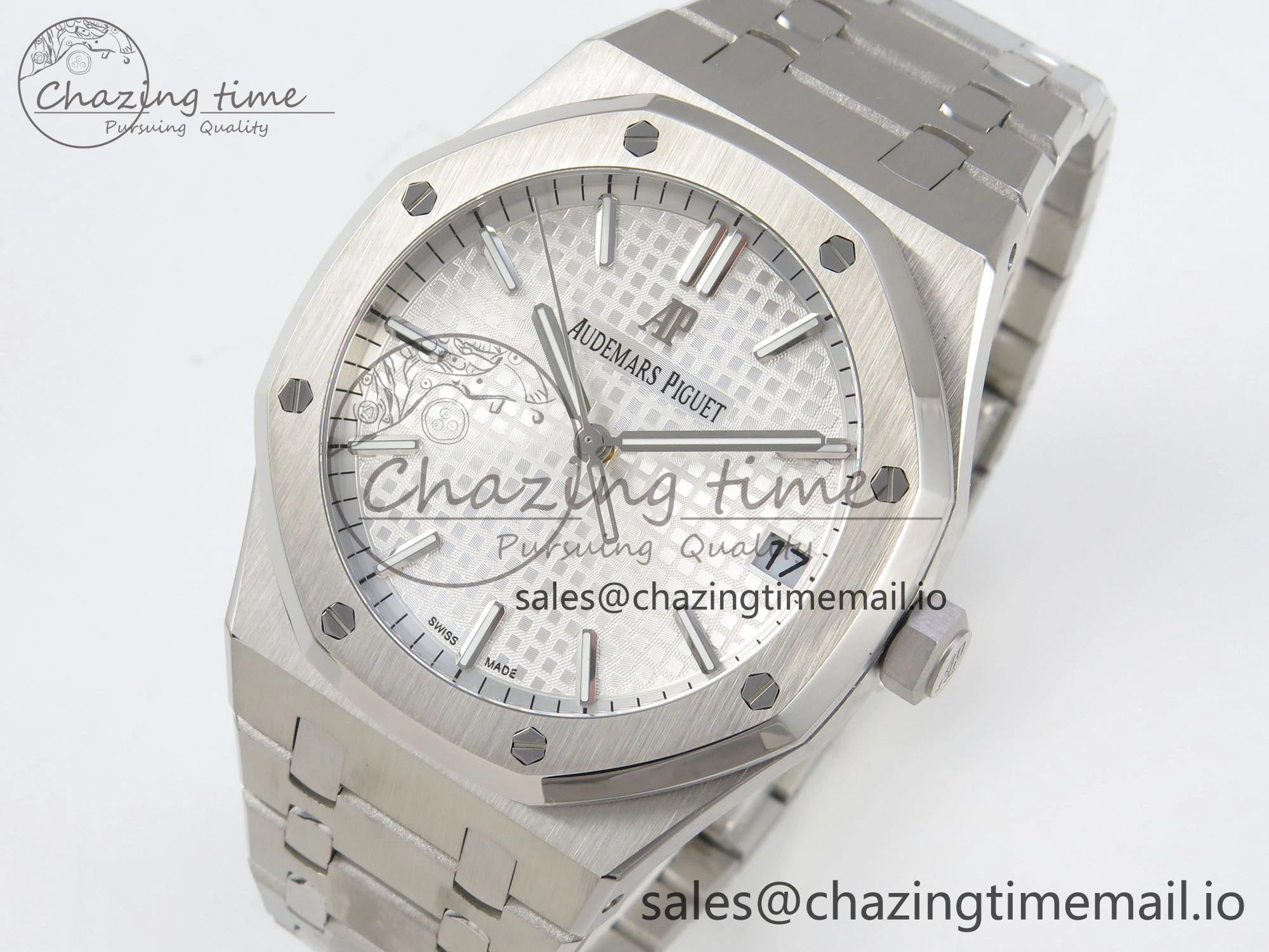 StreetReady Royal Oak 15500 SS TWSF Best Edition White Textured Dial on SS Bracelet SA4302 Super Clone 4256