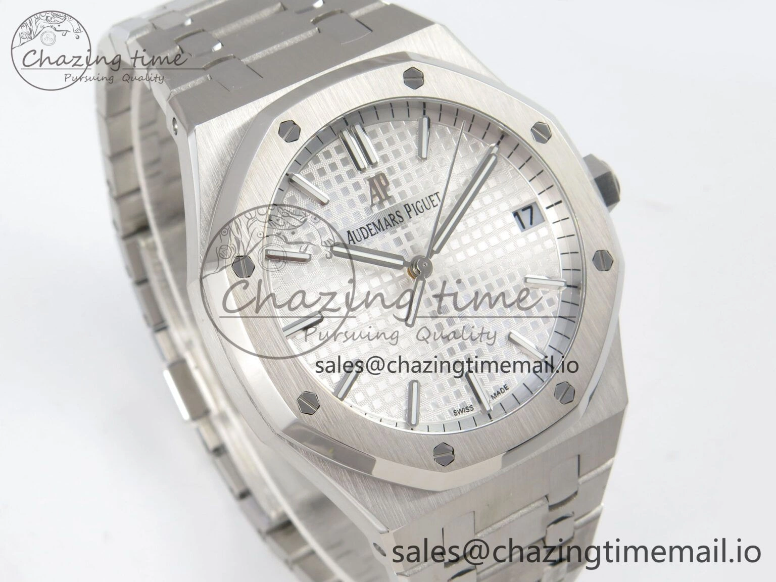 StreetReady Royal Oak 15500 SS TWSF Best Edition White Textured Dial on SS Bracelet SA4302 Super Clone 4256