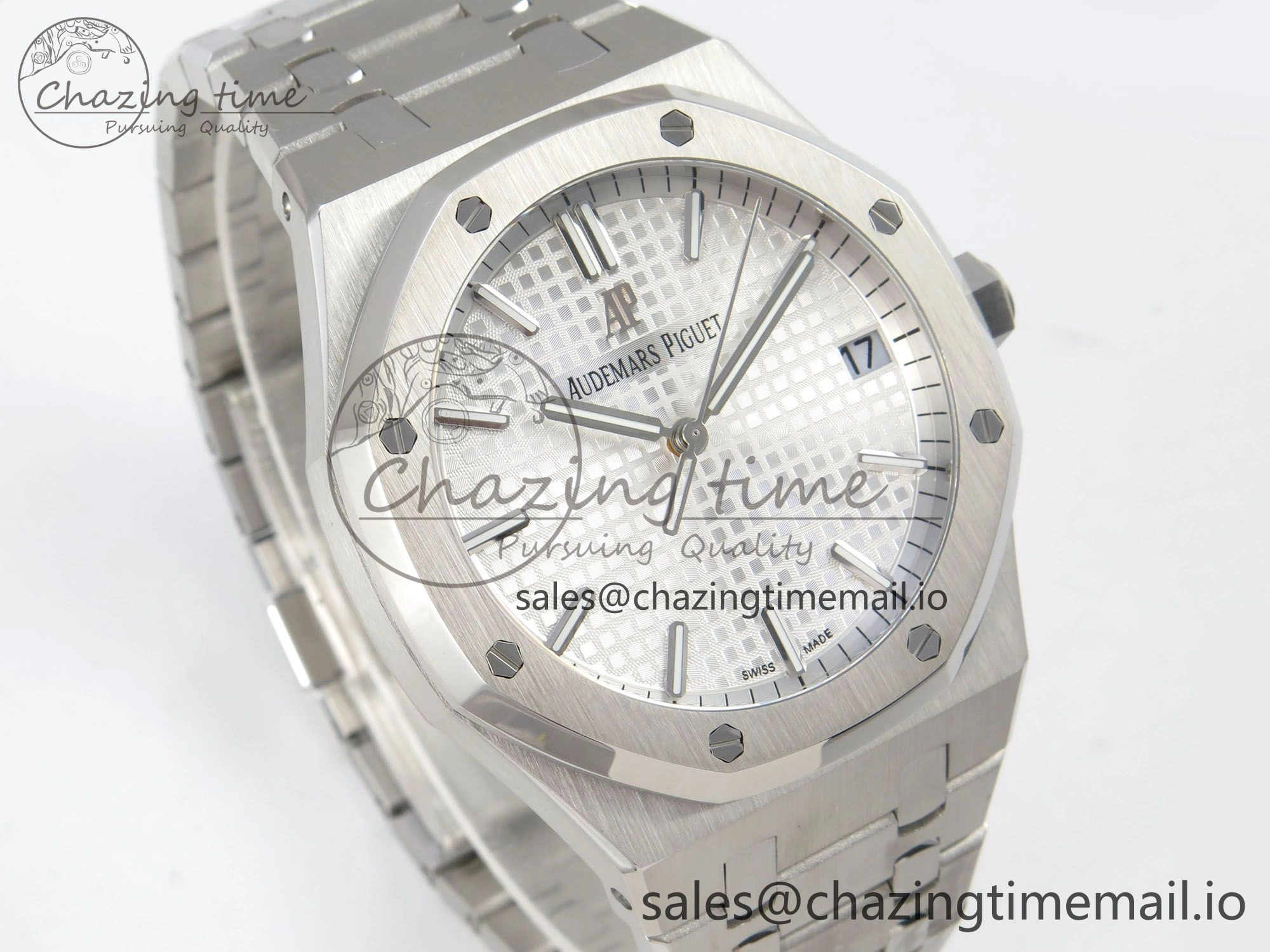 StreetReady Royal Oak 15500 SS TWSF Best Edition White Textured Dial on SS Bracelet SA4302 Super Clone 4256