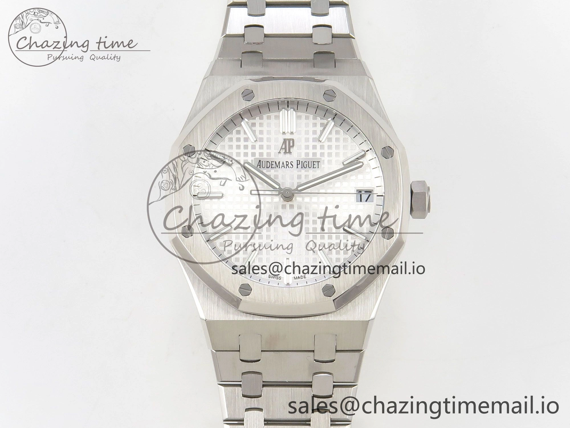 StreetReady Royal Oak 15500 SS TWSF Best Edition White Textured Dial on SS Bracelet SA4302 Super Clone 4256