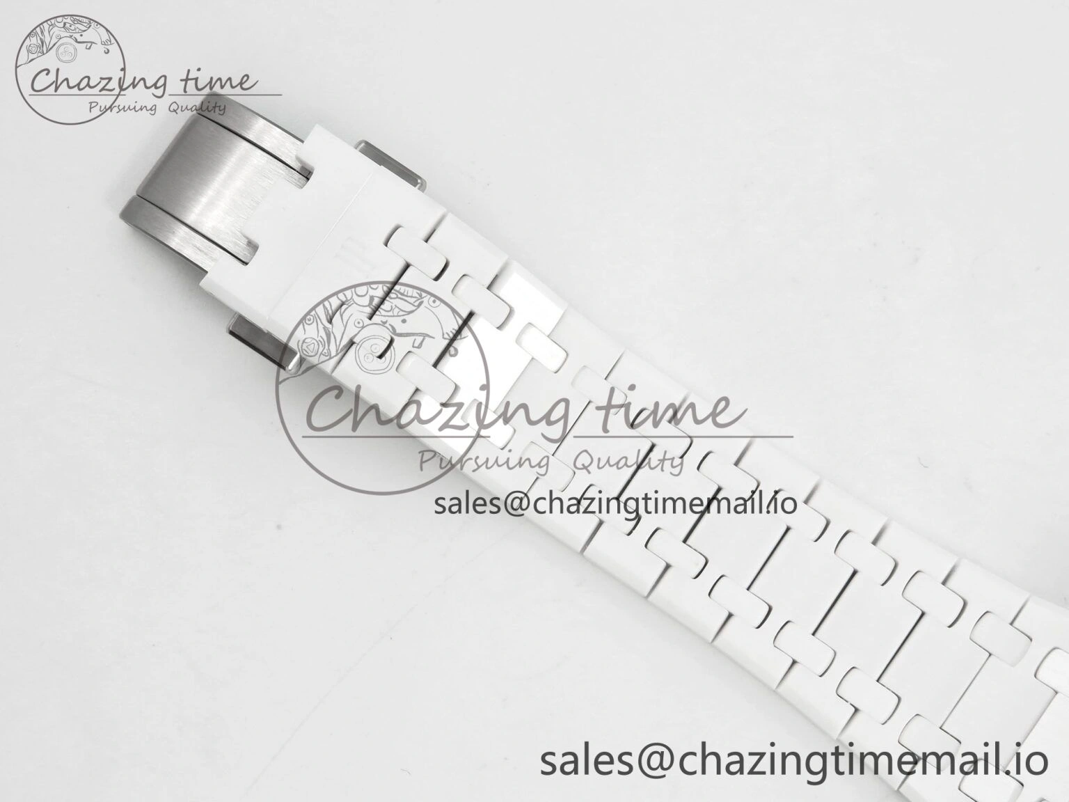 QuickDry Royal Oak 15500 White Ceramic APSF 1:1 Best Edition Black Dial On White Bracelet SA4302 Super Clone 4226