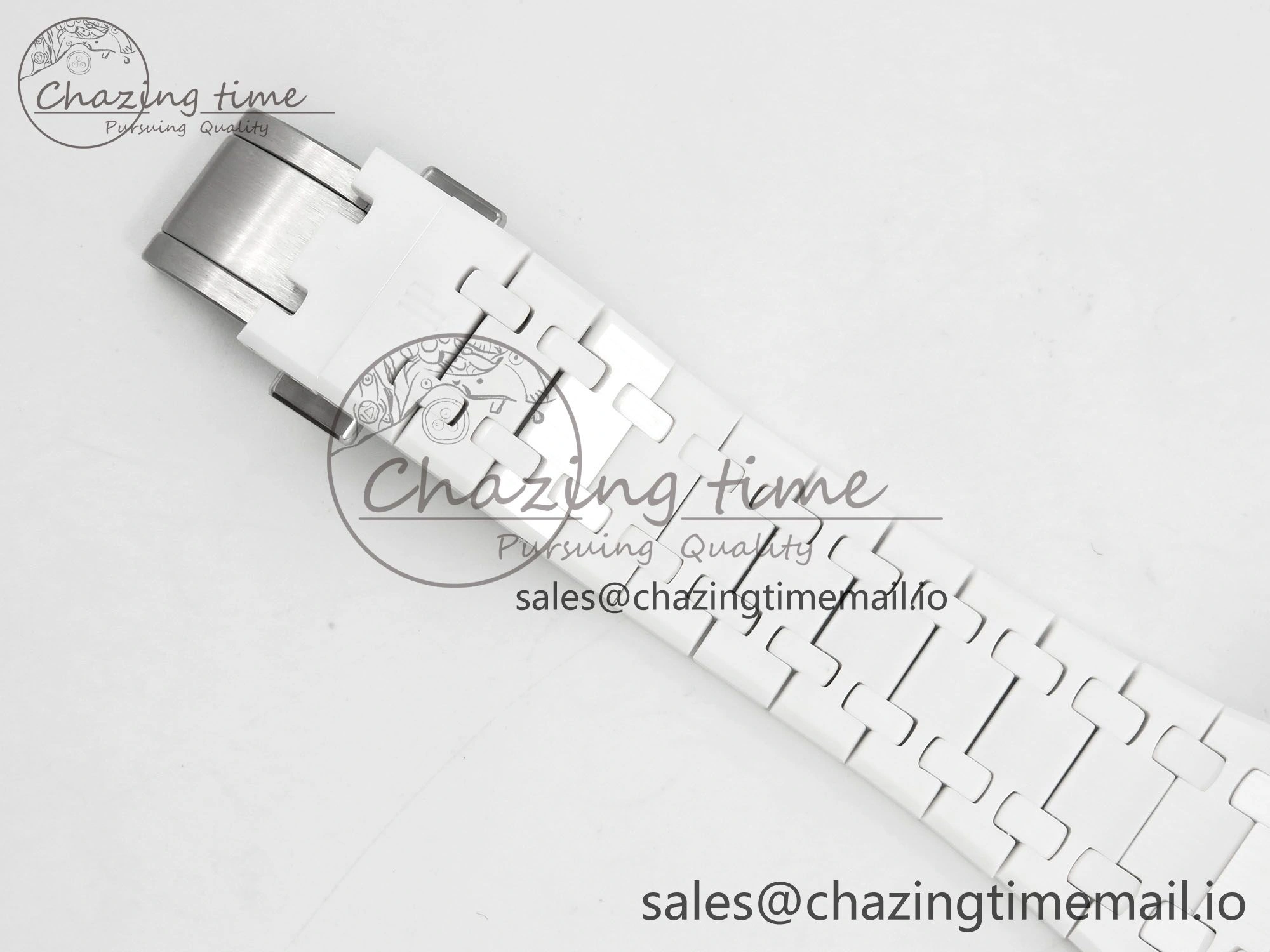 QuickDry Royal Oak 15500 White Ceramic APSF 1:1 Best Edition Black Dial On White Bracelet SA4302 Super Clone 4226
