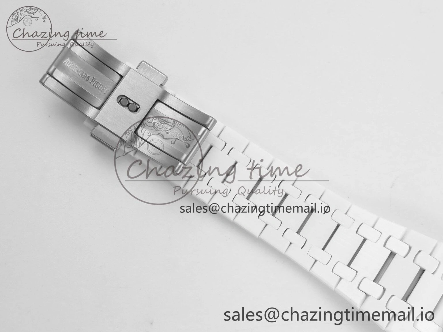 QuickDry Royal Oak 15500 White Ceramic APSF 1:1 Best Edition Black Dial On White Bracelet SA4302 Super Clone 4226