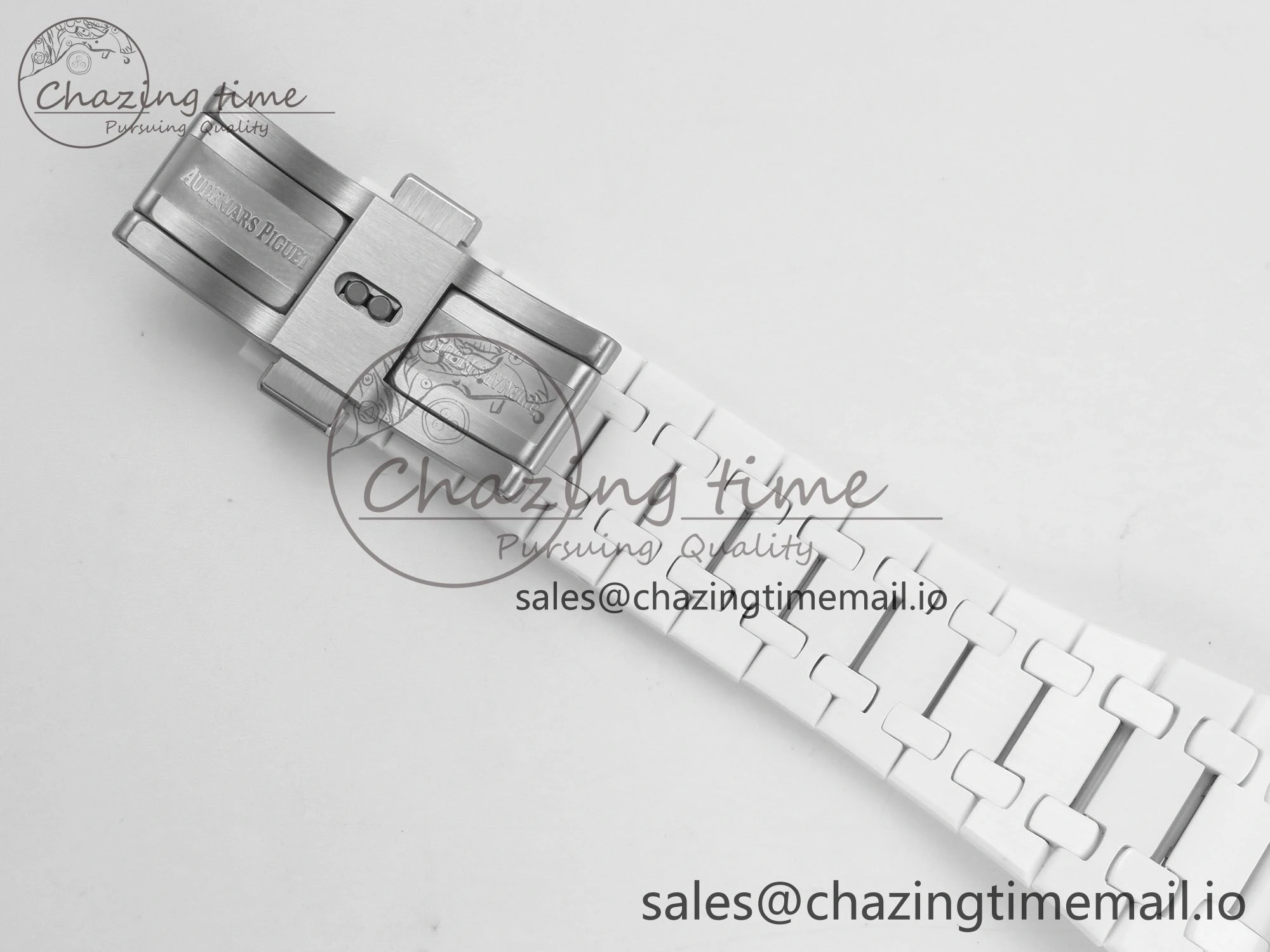 QuickDry Royal Oak 15500 White Ceramic APSF 1:1 Best Edition Black Dial On White Bracelet SA4302 Super Clone 4226