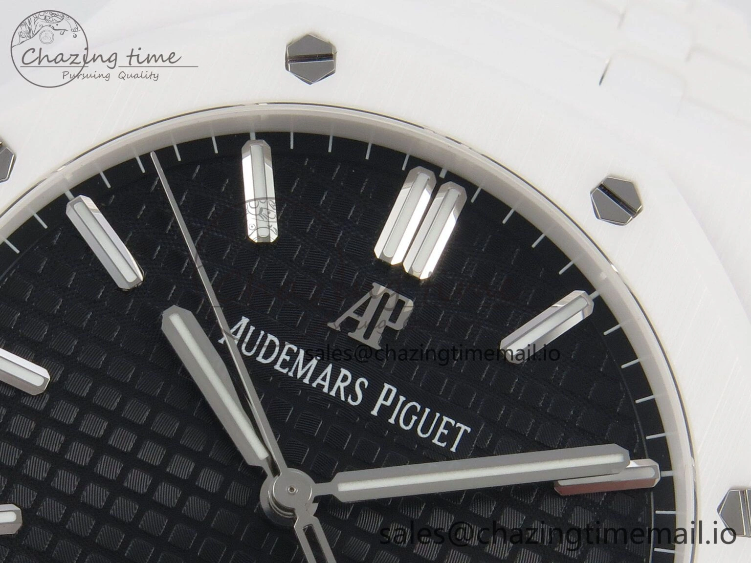 QuickDry Royal Oak 15500 White Ceramic APSF 1:1 Best Edition Black Dial On White Bracelet SA4302 Super Clone 4226