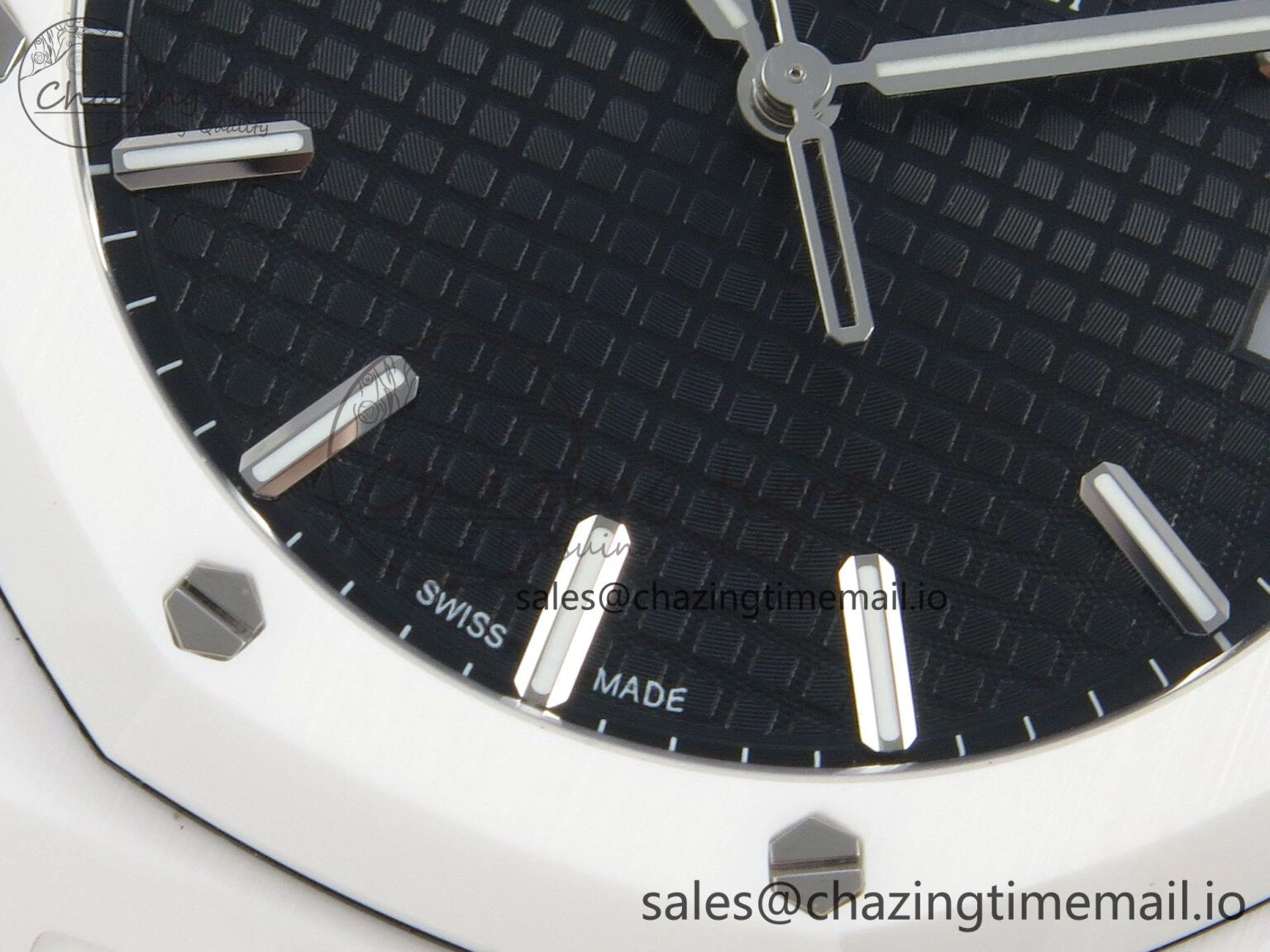 QuickDry Royal Oak 15500 White Ceramic APSF 1:1 Best Edition Black Dial On White Bracelet SA4302 Super Clone 4226