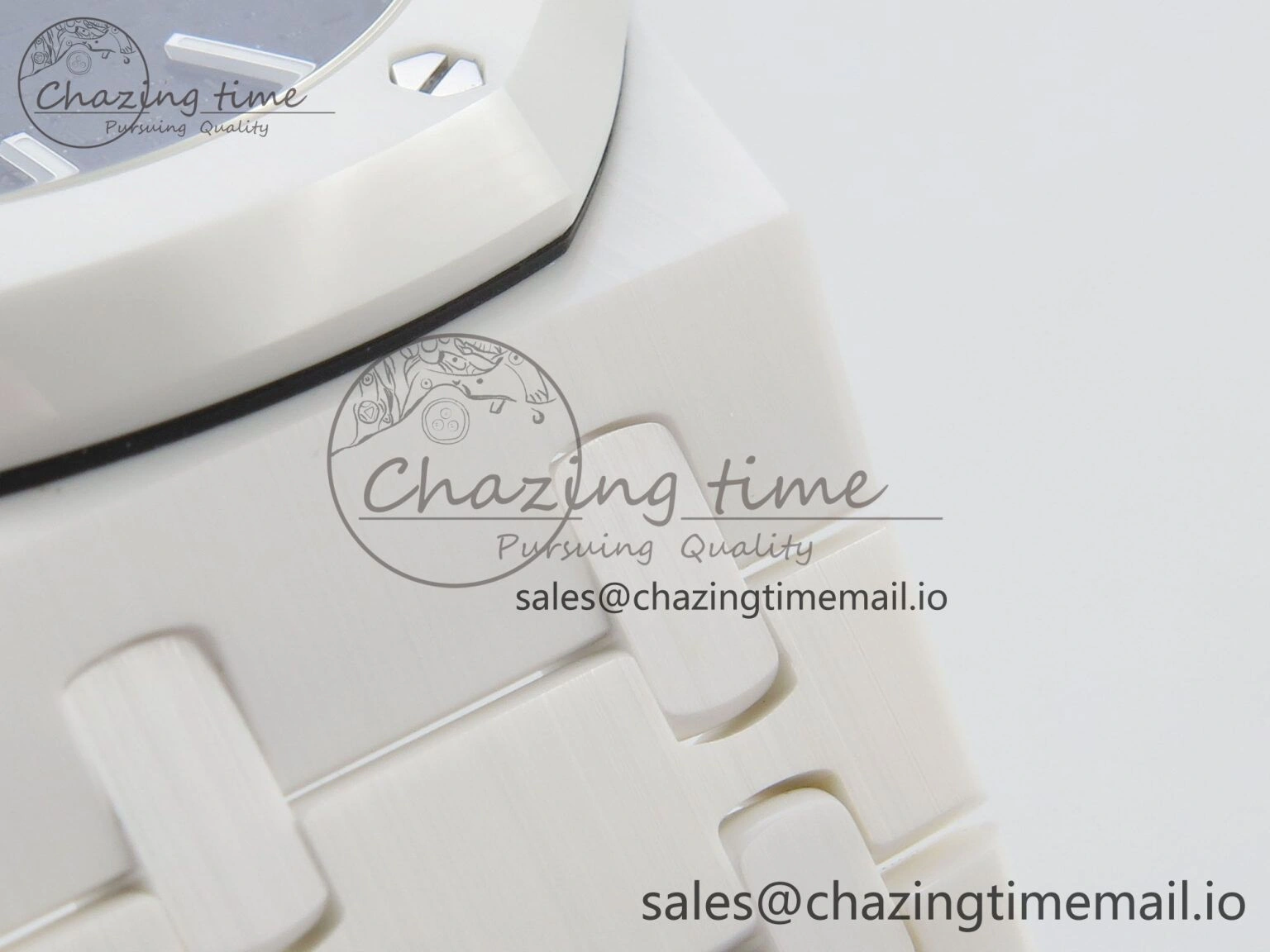 QuickDry Royal Oak 15500 White Ceramic APSF 1:1 Best Edition Black Dial On White Bracelet SA4302 Super Clone 4226
