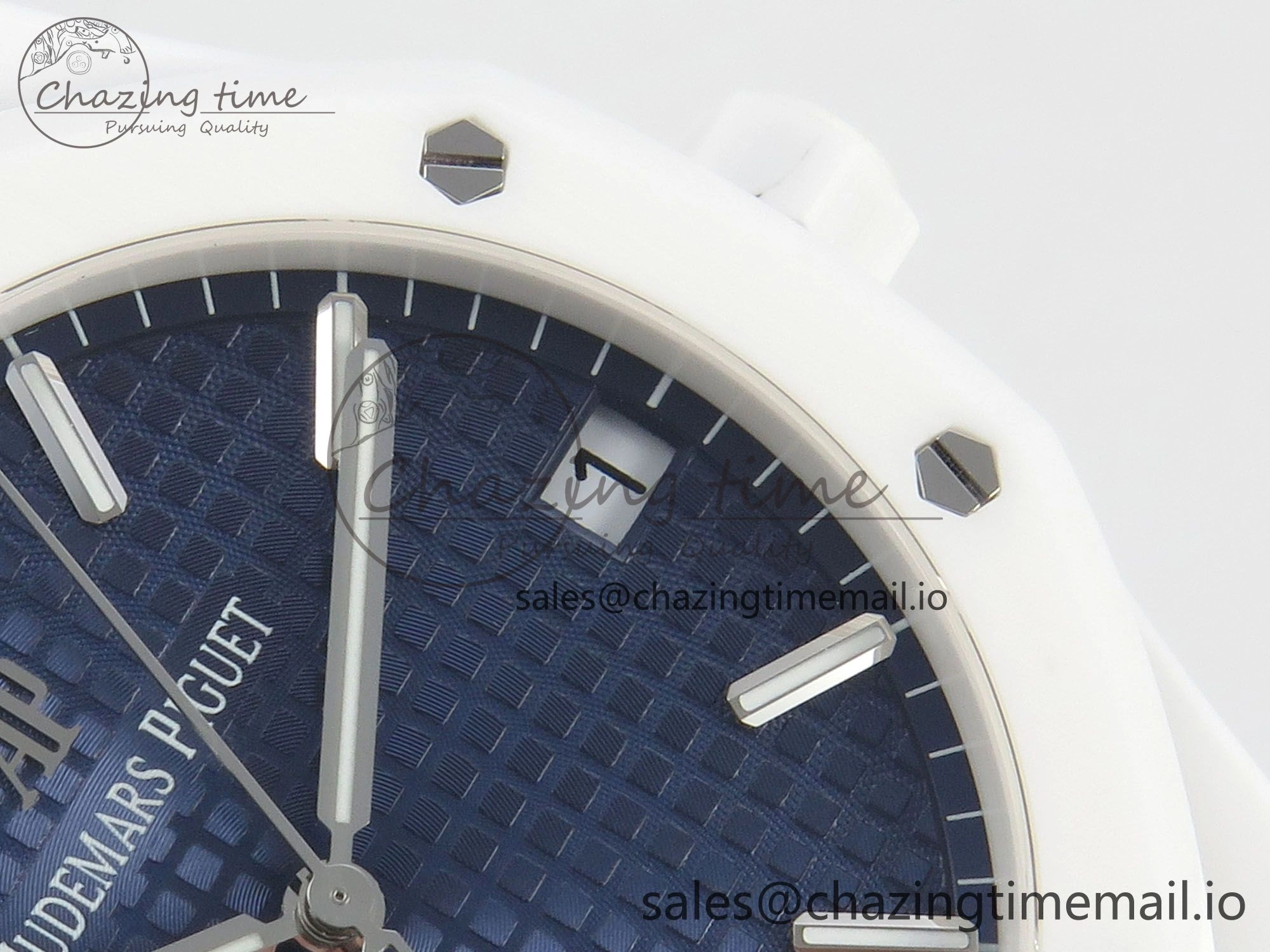 Royal Oak 15500 White Ceramic APSF 1:1 Best Edition Blue Dial On White Bracelet SA4302 Super Clone HighPerformance 4228