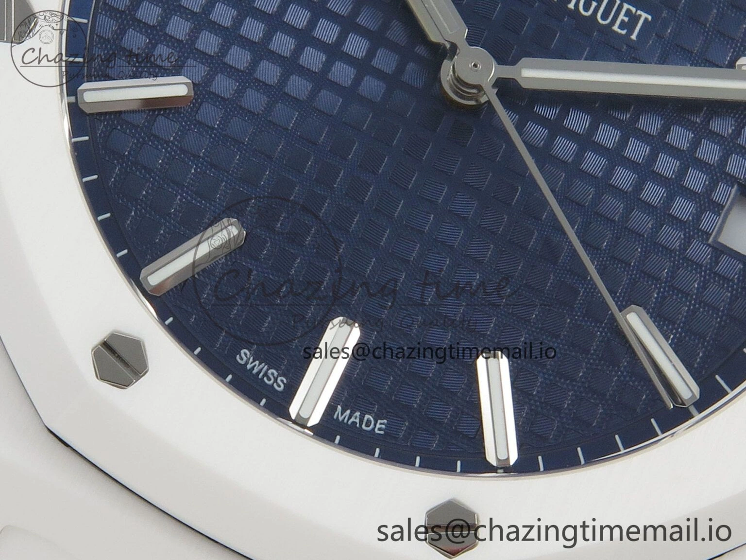 Royal Oak 15500 White Ceramic APSF 1:1 Best Edition Blue Dial On White Bracelet SA4302 Super Clone HighPerformance 4228