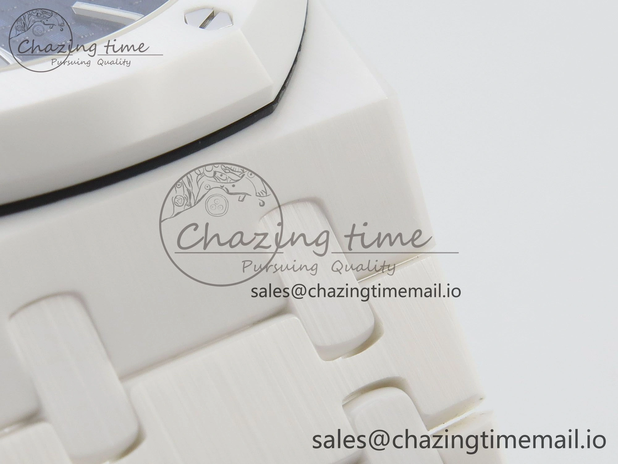 Royal Oak 15500 White Ceramic APSF 1:1 Best Edition Blue Dial On White Bracelet SA4302 Super Clone HighPerformance 4228