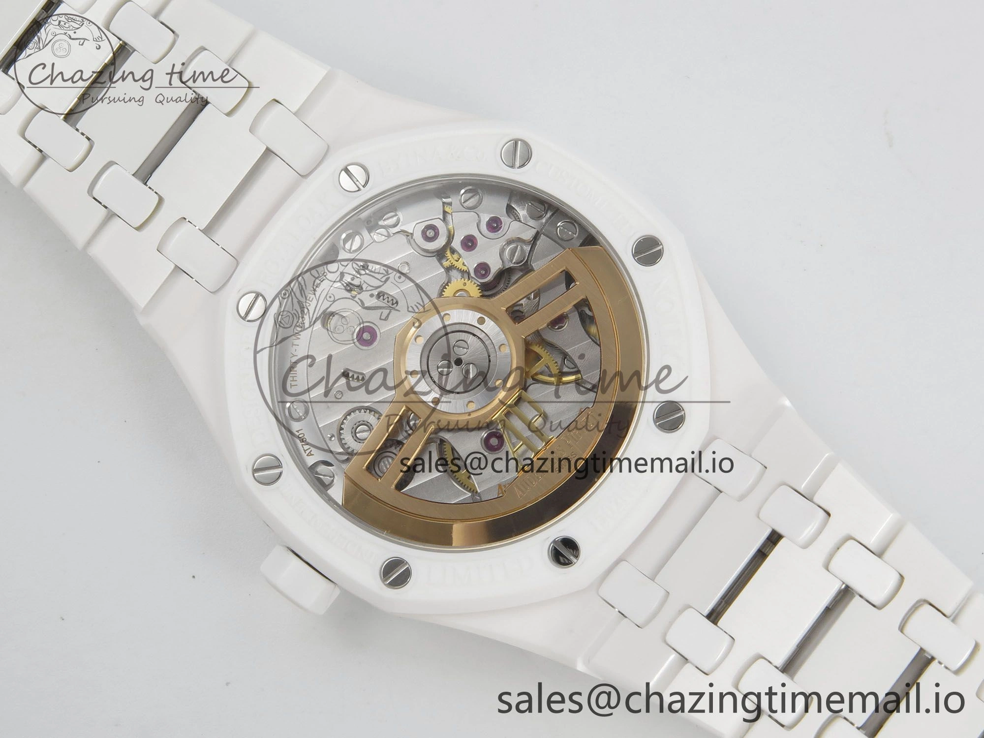 Royal Oak 15500 White Ceramic APSF 1:1 Best Edition Blue Dial On White Bracelet SA4302 Super Clone HighPerformance 4228