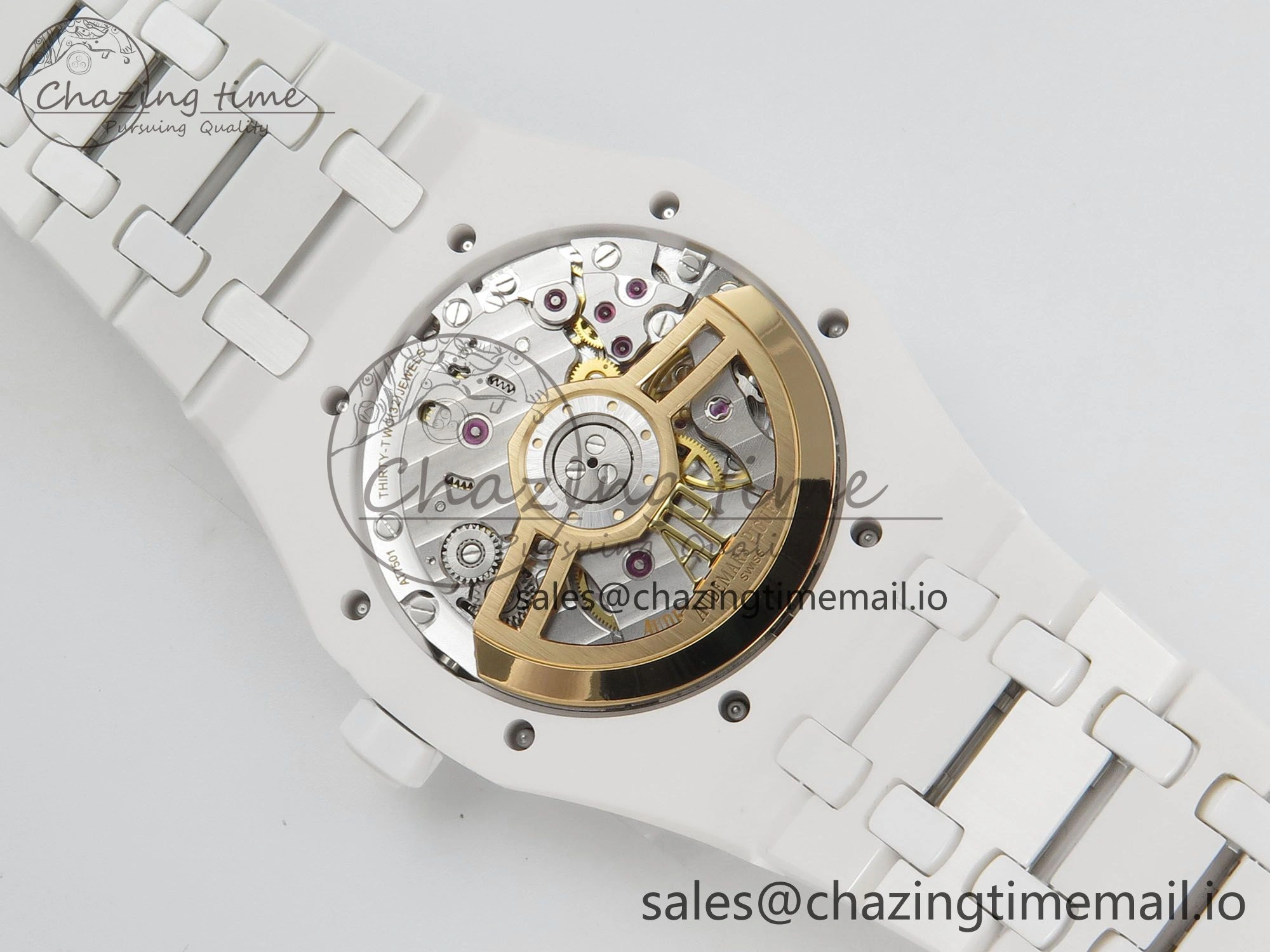 Royal Oak 15500 White Ceramic APSF 1:1 Best Edition Blue Dial On White Bracelet SA4302 Super Clone HighPerformance 4228