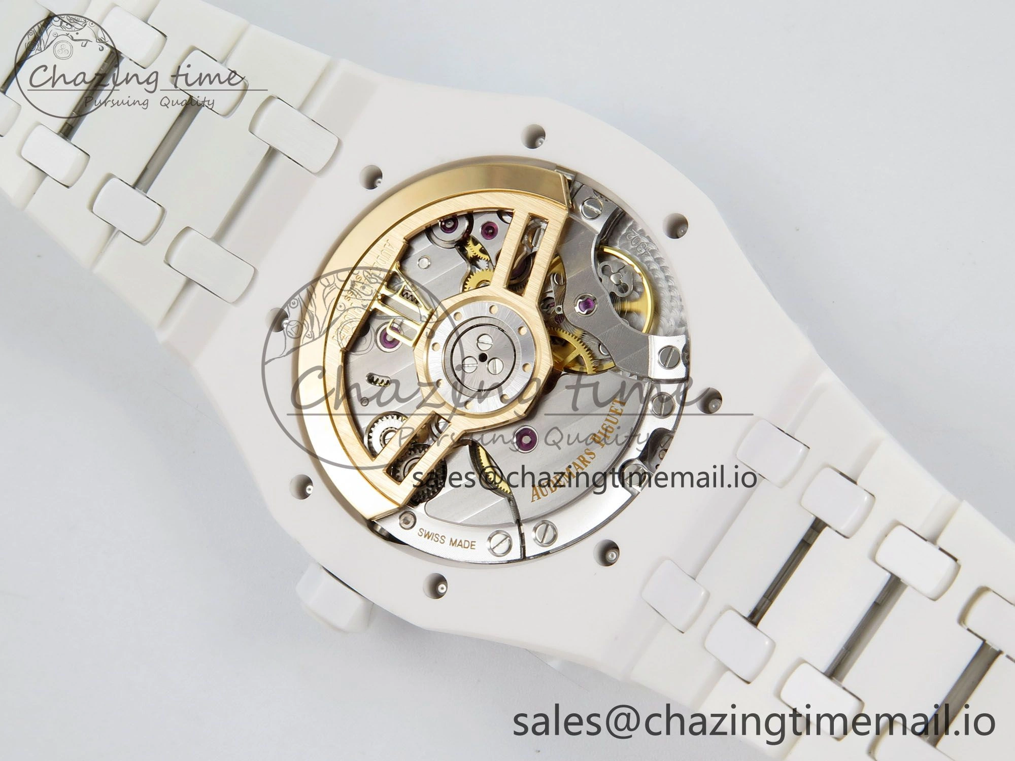 Royal Oak 15500 White Ceramic APSF 1:1 Best Edition Blue Dial On White Bracelet SA4302 Super Clone HighPerformance 4228