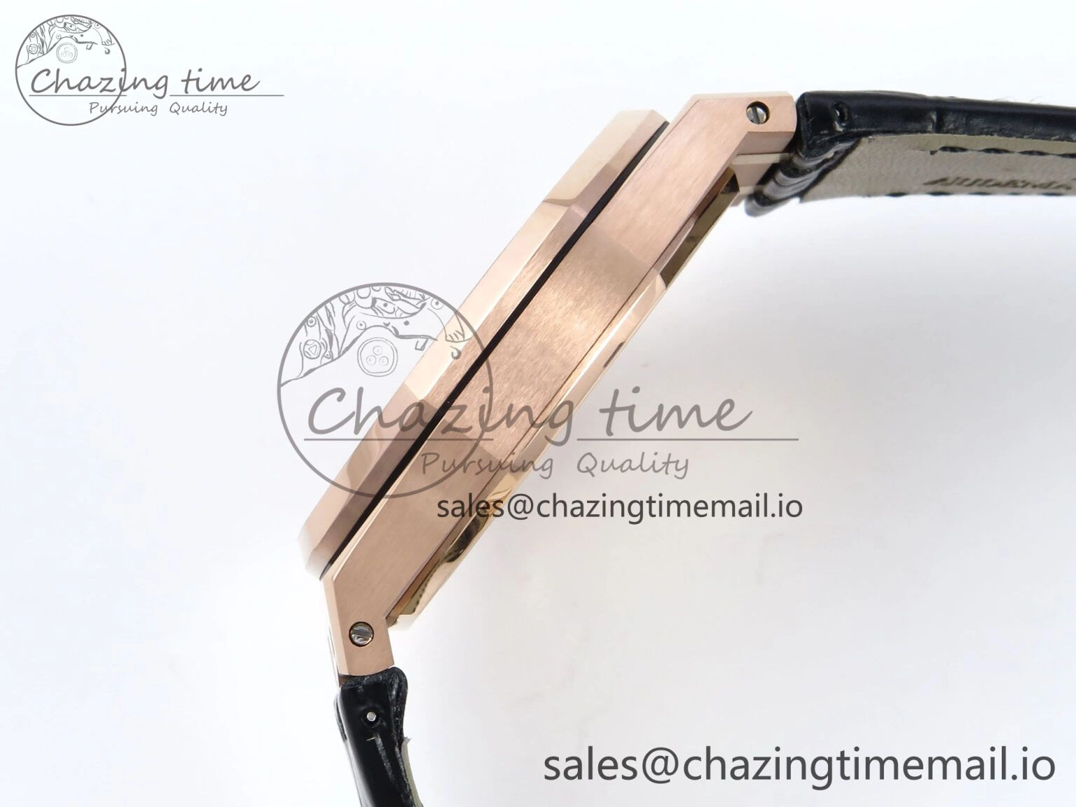 Royal Oak 15510 RG APSF 1:1 Best Edition Black Dial on Black Leather Strap SA4302 Super Clone V2 (SW Dial) GoodFit 4284