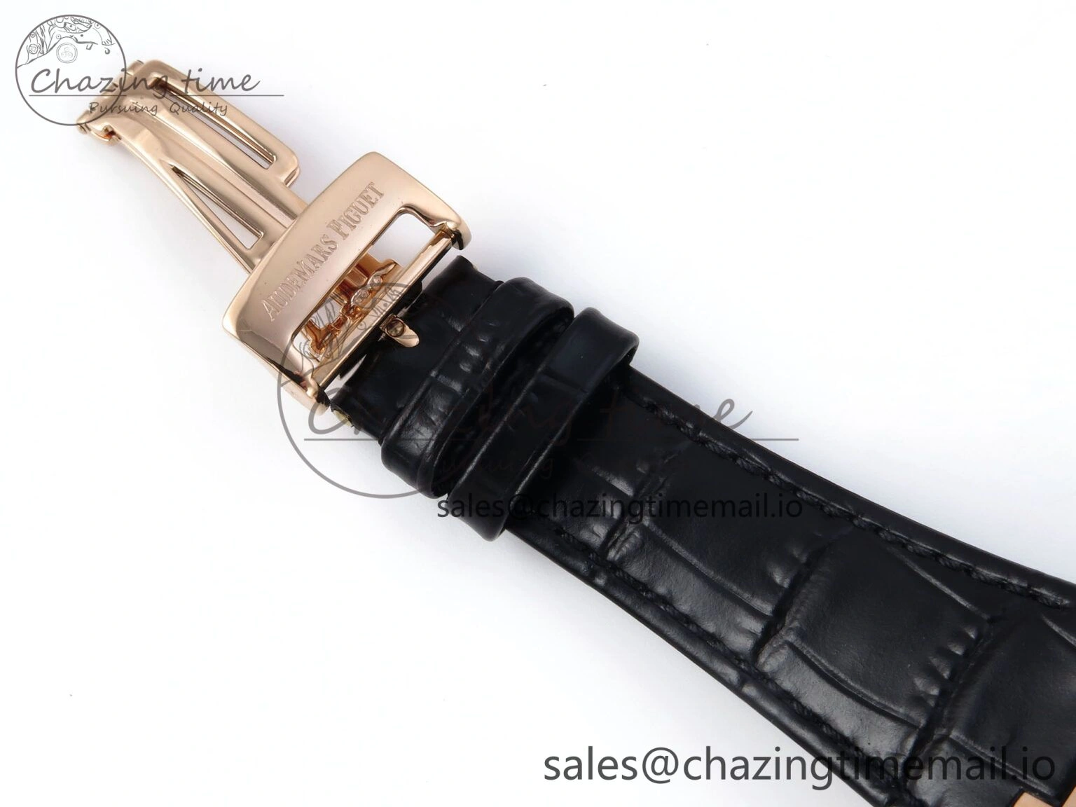 Royal Oak 15510 RG APSF 1:1 Best Edition Black Dial on Black Leather Strap SA4302 Super Clone V2 (SW Dial) GoodFit 4284
