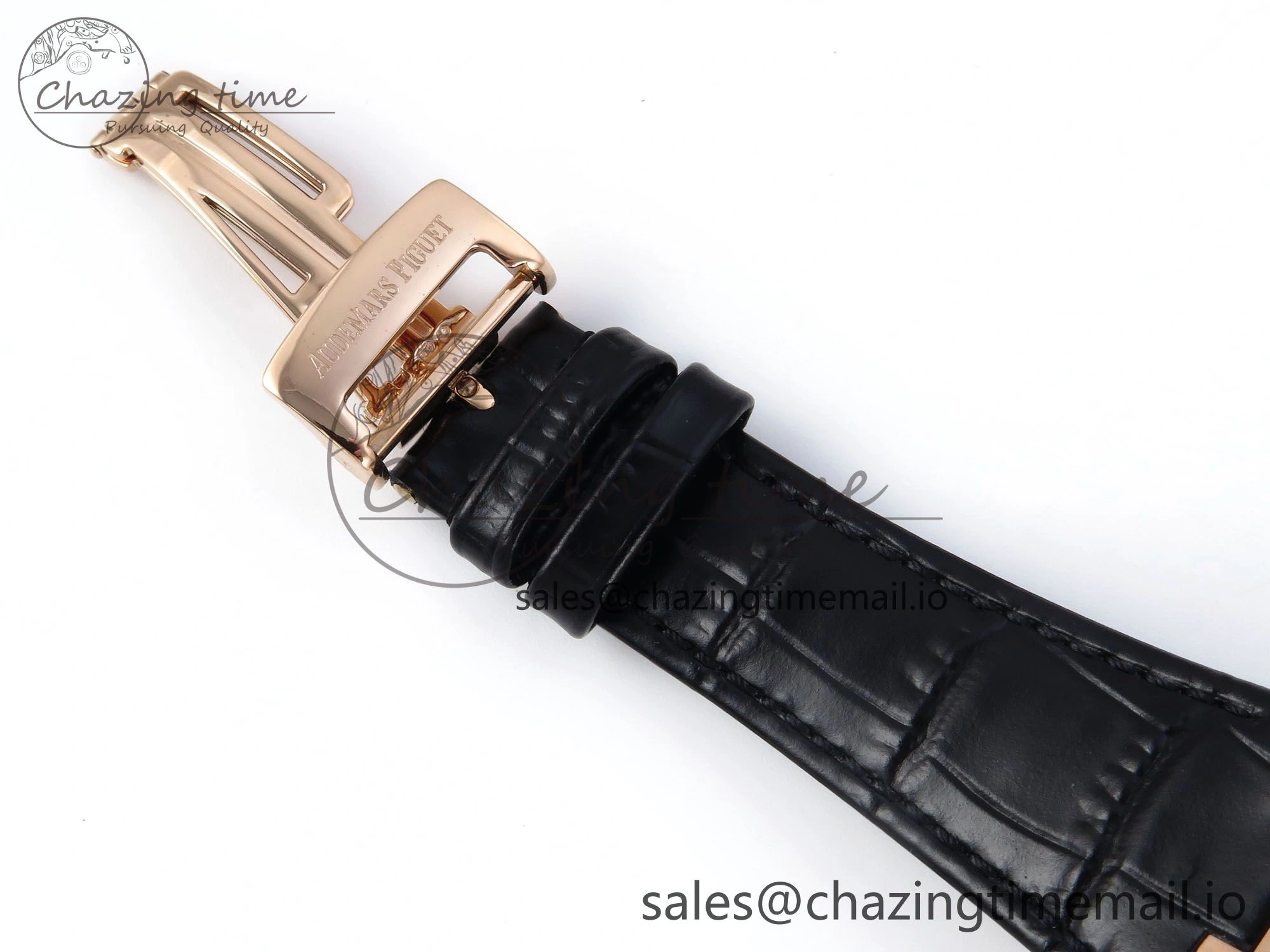 Royal Oak 15510 RG APSF 1:1 Best Edition Black Dial on Black Leather Strap SA4302 Super Clone V2 (SW Dial) GoodFit 4284