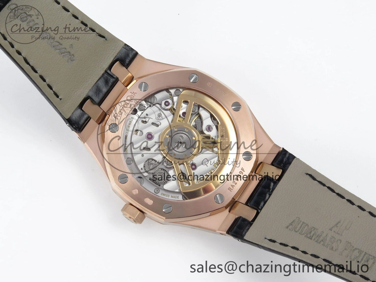 Royal Oak 15510 RG APSF 1:1 Best Edition Black Dial on Black Leather Strap SA4302 Super Clone V2 (SW Dial) GoodFit 4284