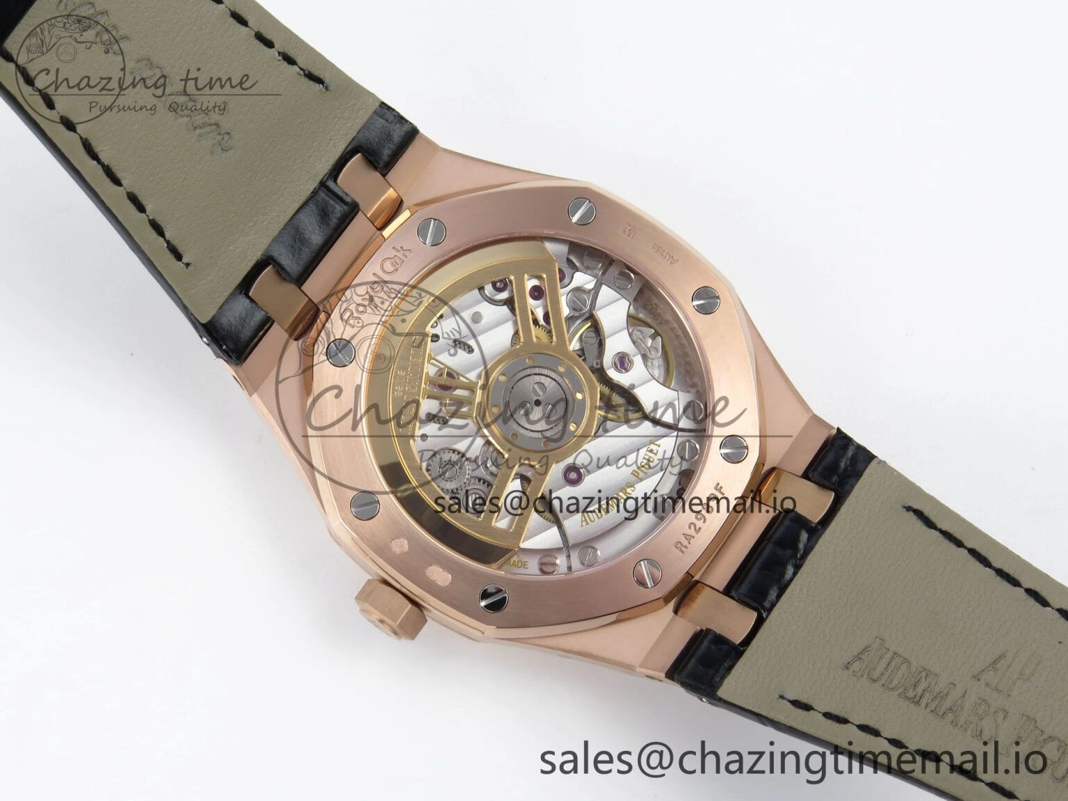 Royal Oak 15510 RG APSF 1:1 Best Edition Black Dial on Black Leather Strap SA4302 Super Clone V2 (SW Dial) GoodFit 4284