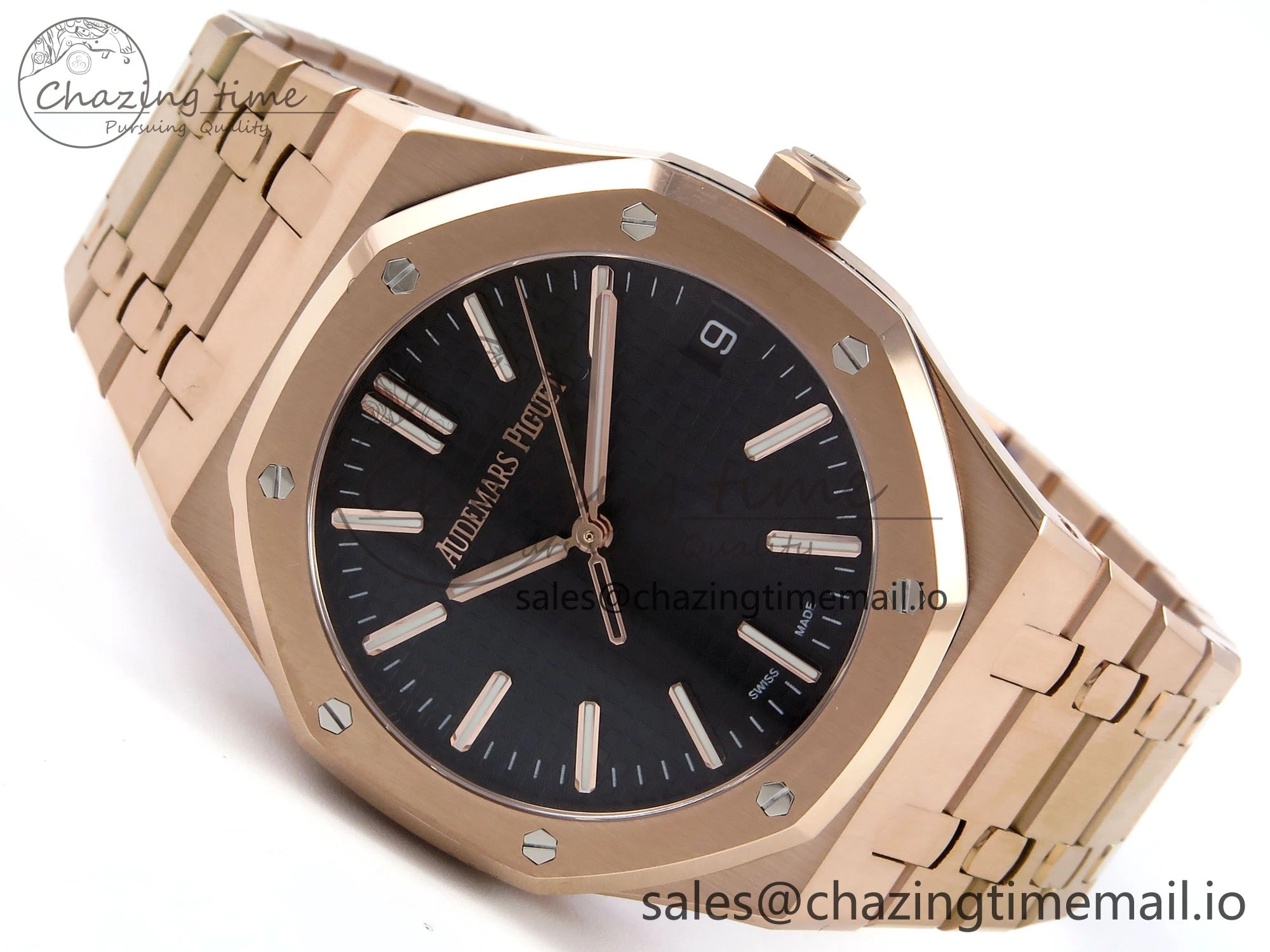 Royal Oak 15510 RG APSF 1:1 Best Edition Black Dial on RG Bracelet SA4302 Super Clone V2 (SW Dial) FashionForward 4291