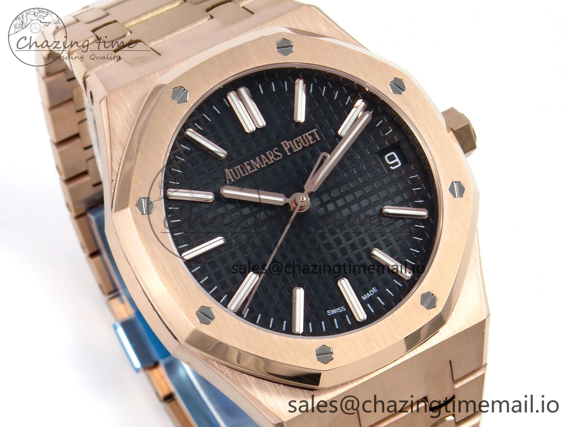 Royal Oak 15510 RG APSF 1:1 Best Edition Black Dial on RG Bracelet SA4302 Super Clone V2 (SW Dial) FashionForward 4291