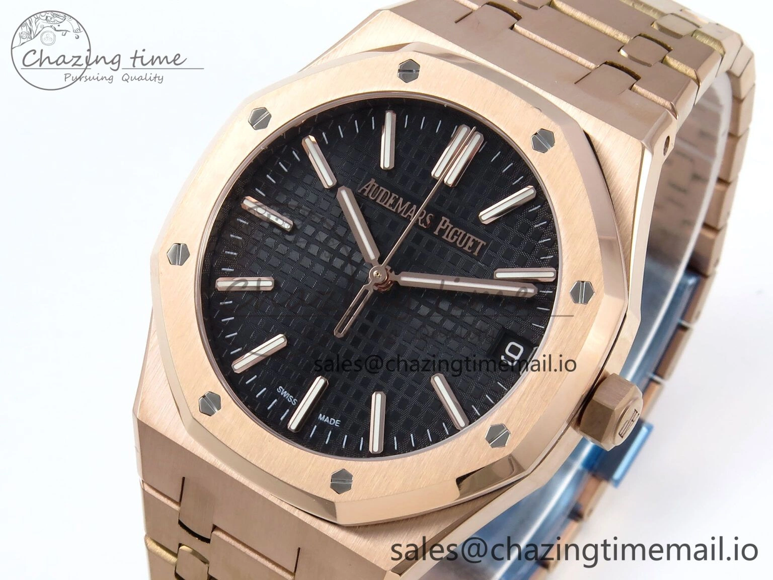 Royal Oak 15510 RG APSF 1:1 Best Edition Black Dial on RG Bracelet SA4302 Super Clone V2 (SW Dial) FashionForward 4291