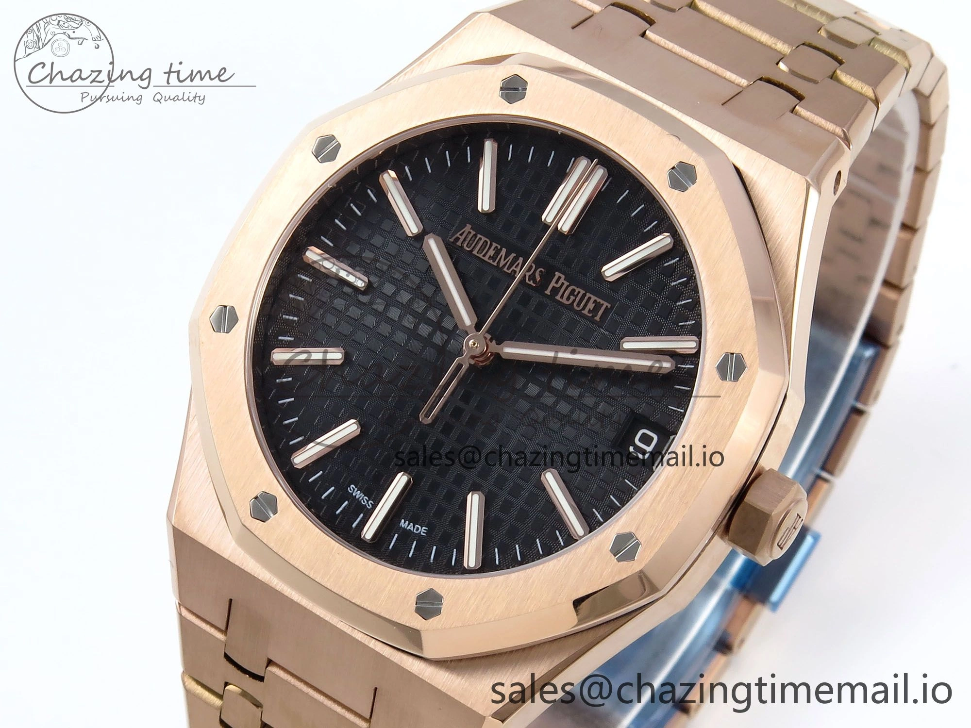 Royal Oak 15510 RG APSF 1:1 Best Edition Black Dial on RG Bracelet SA4302 Super Clone V2 (SW Dial) FashionForward 4291