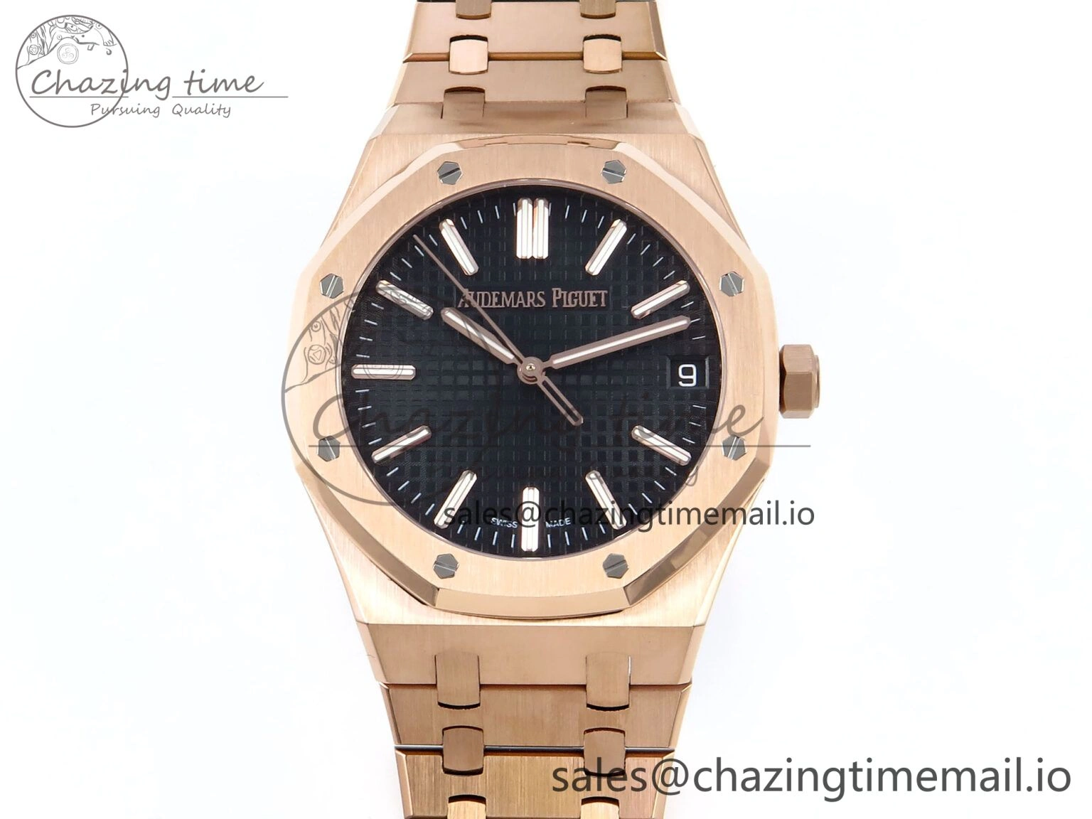 Royal Oak 15510 RG APSF 1:1 Best Edition Black Dial on RG Bracelet SA4302 Super Clone V2 (SW Dial) FashionForward 4291
