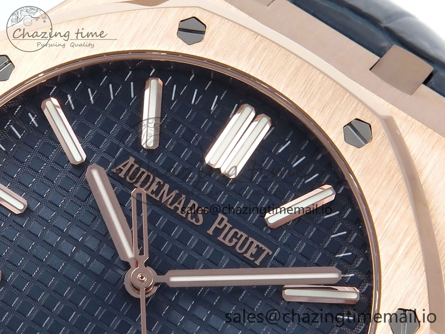 Royal Oak 15510 RG APSF 1:1 Best Edition Blue Dial on Blue Leather Strap SA4302 Super Clone V2 (SW Dial) Original 4290