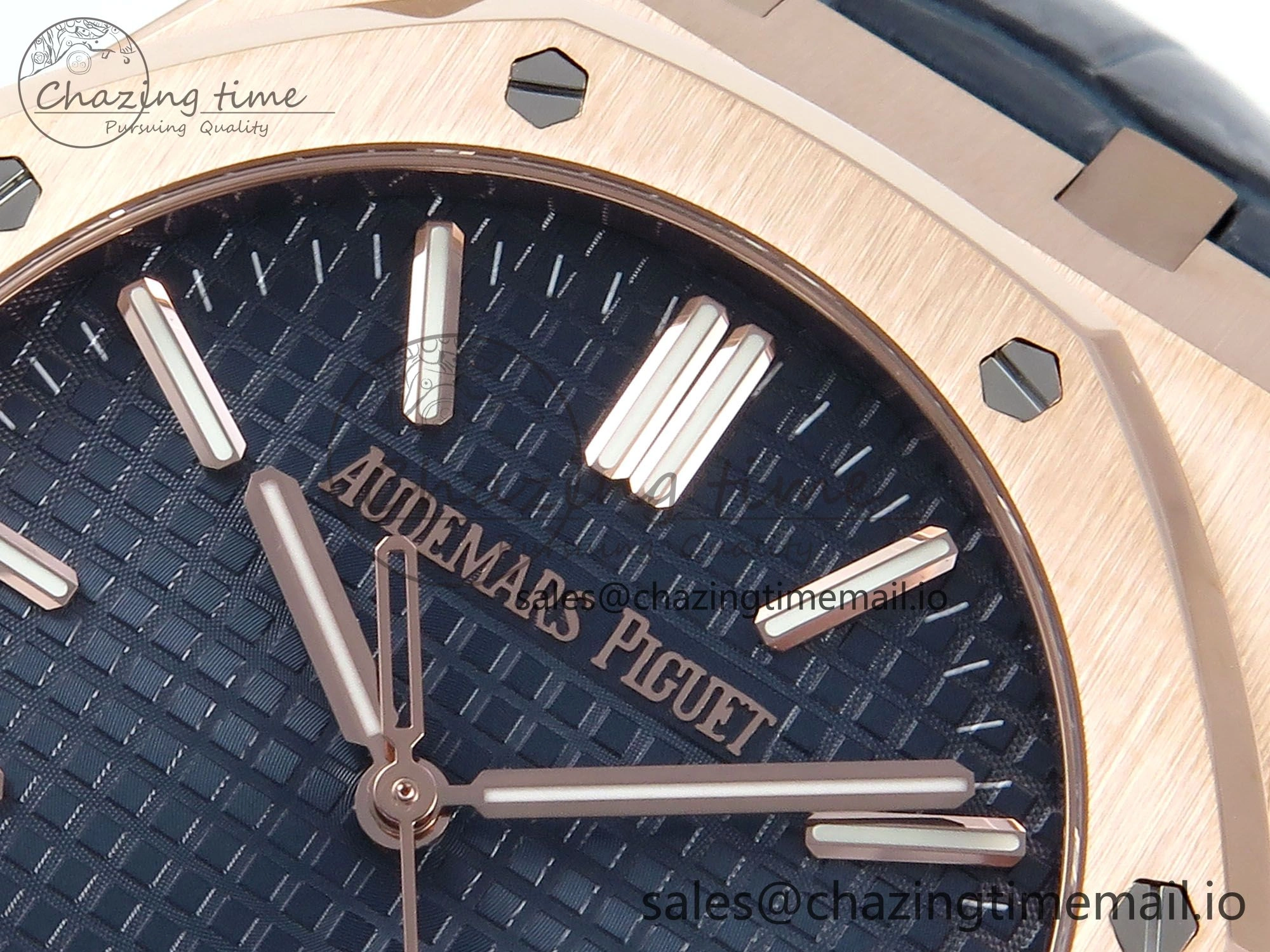 Royal Oak 15510 RG APSF 1:1 Best Edition Blue Dial on Blue Leather Strap SA4302 Super Clone V2 (SW Dial) Original 4290