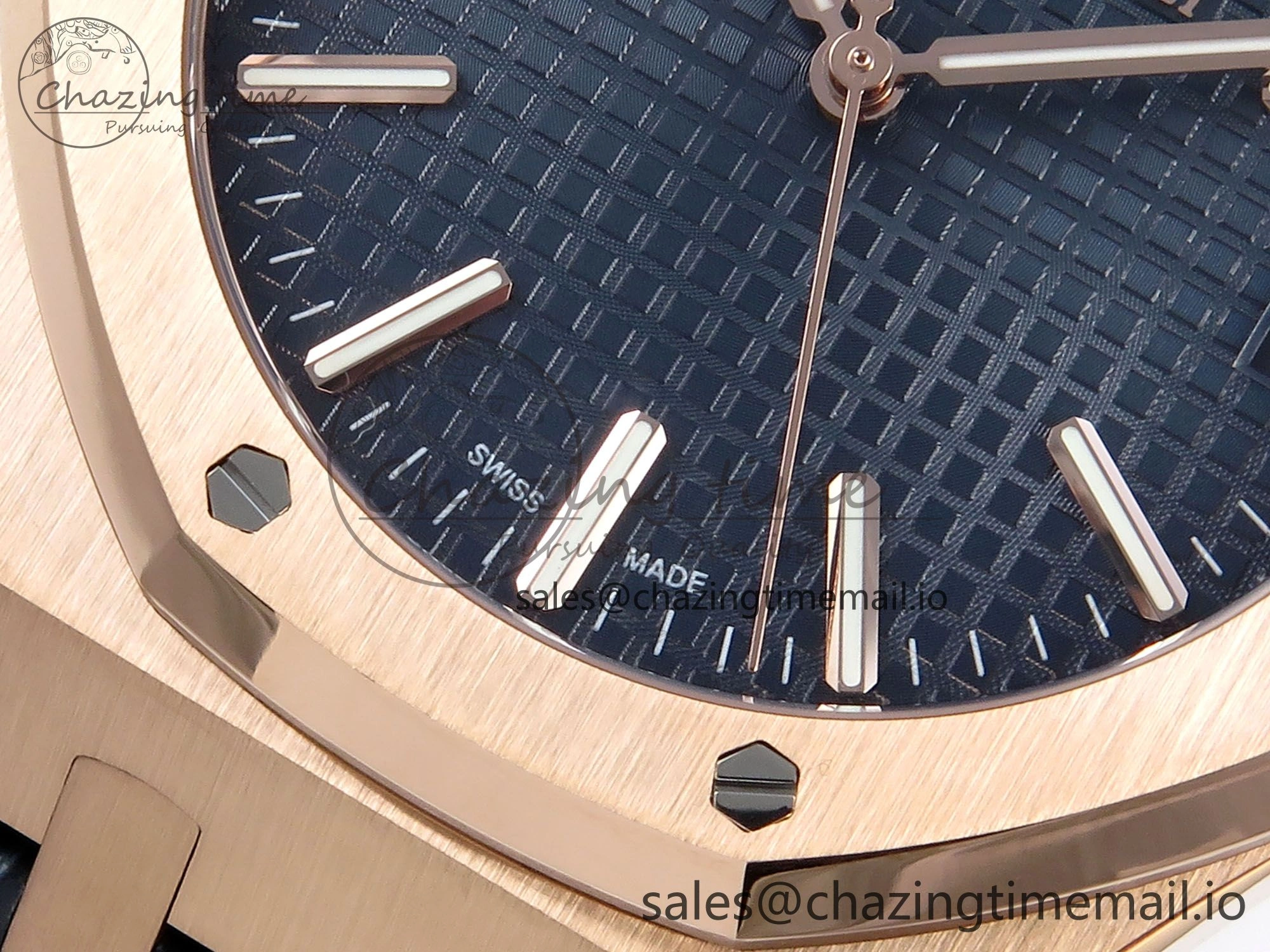 Royal Oak 15510 RG APSF 1:1 Best Edition Blue Dial on Blue Leather Strap SA4302 Super Clone V2 (SW Dial) Original 4290