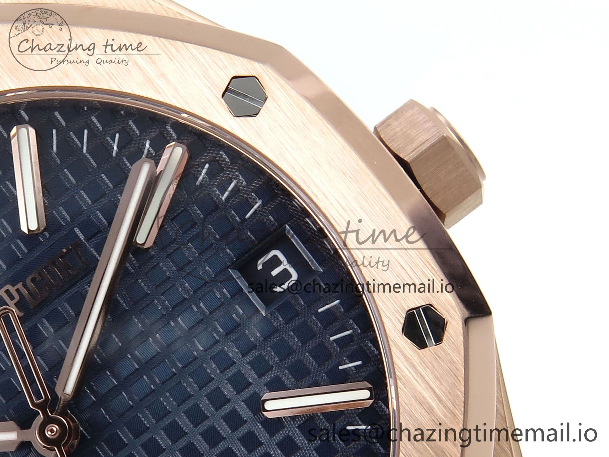 Royal Oak 15510 RG APSF 1:1 Best Edition Blue Dial on Blue Leather Strap SA4302 Super Clone V2 (SW Dial) Original 4290