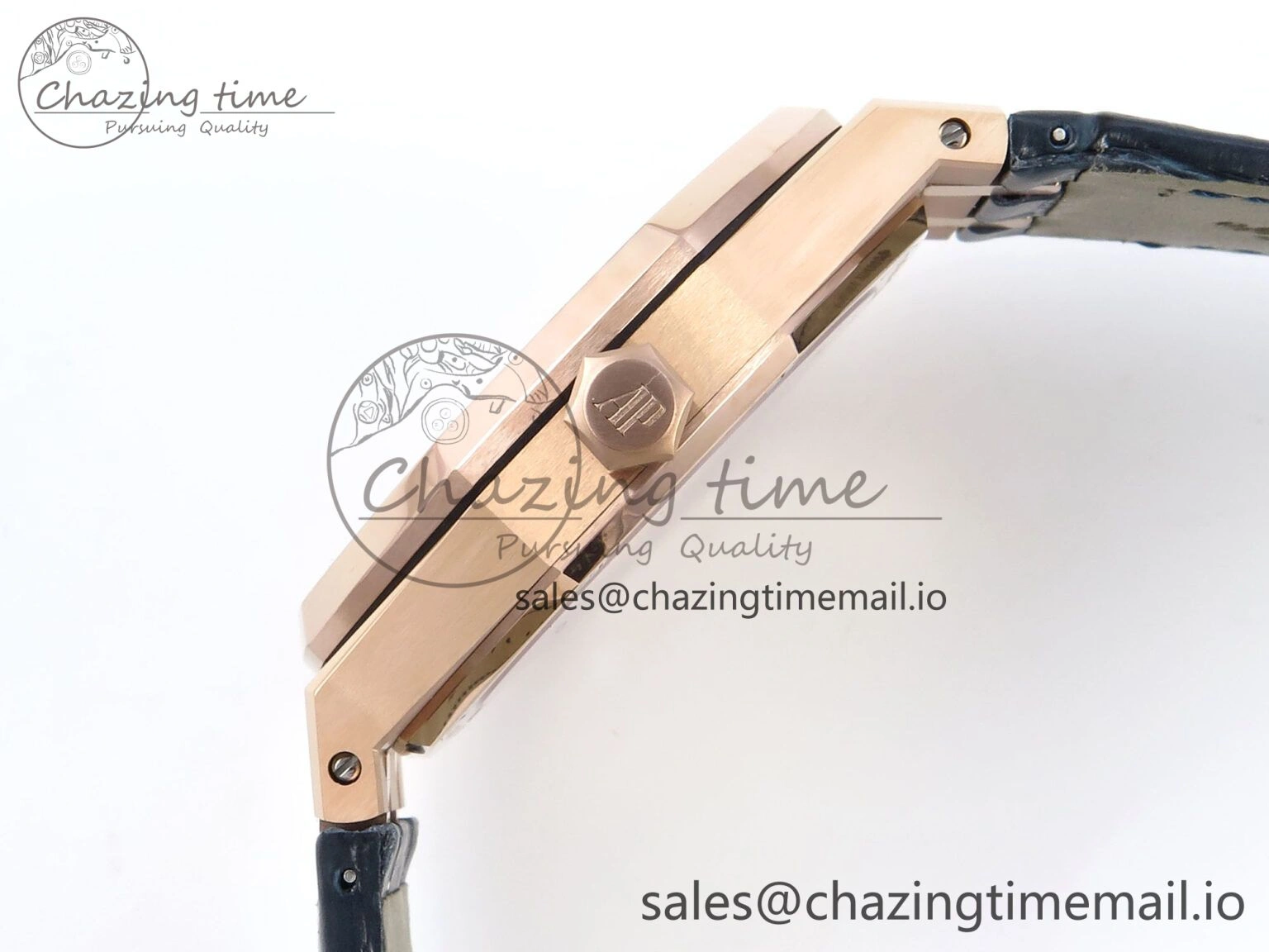 Royal Oak 15510 RG APSF 1:1 Best Edition Blue Dial on Blue Leather Strap SA4302 Super Clone V2 (SW Dial) Original 4290