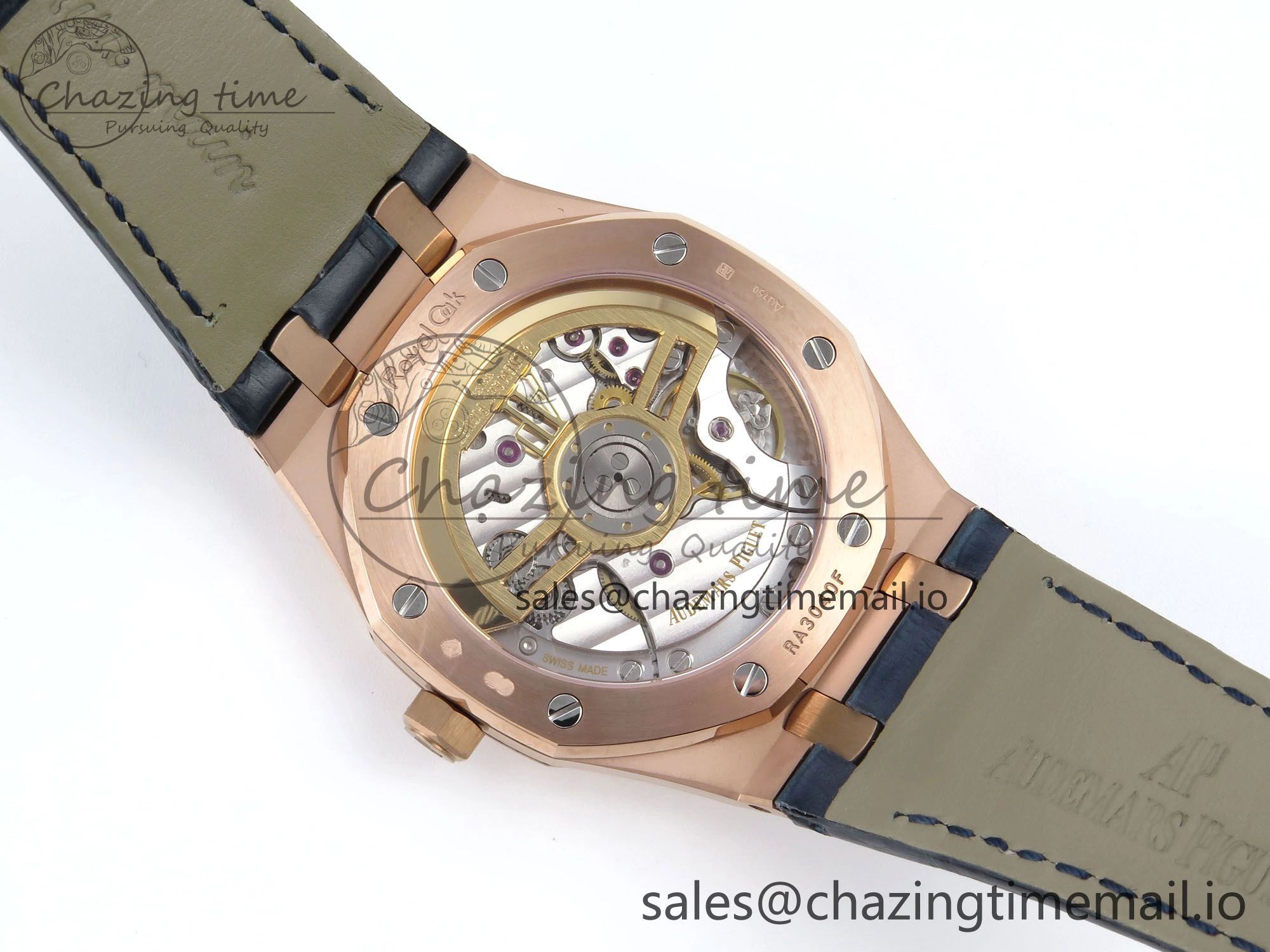 Royal Oak 15510 RG APSF 1:1 Best Edition Blue Dial on Blue Leather Strap SA4302 Super Clone V2 (SW Dial) Original 4290
