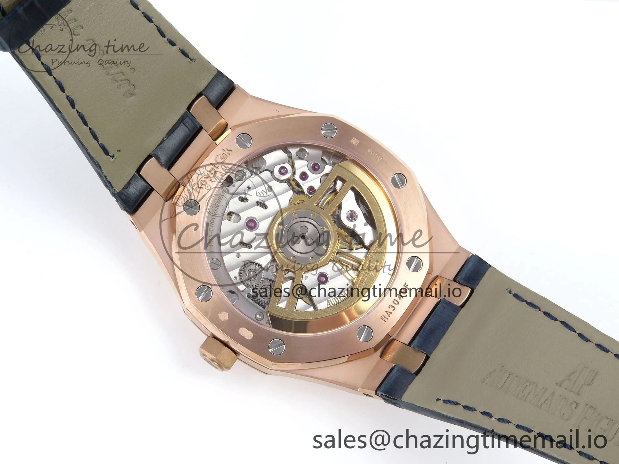 Royal Oak 15510 RG APSF 1:1 Best Edition Blue Dial on Blue Leather Strap SA4302 Super Clone V2 (SW Dial) Original 4290