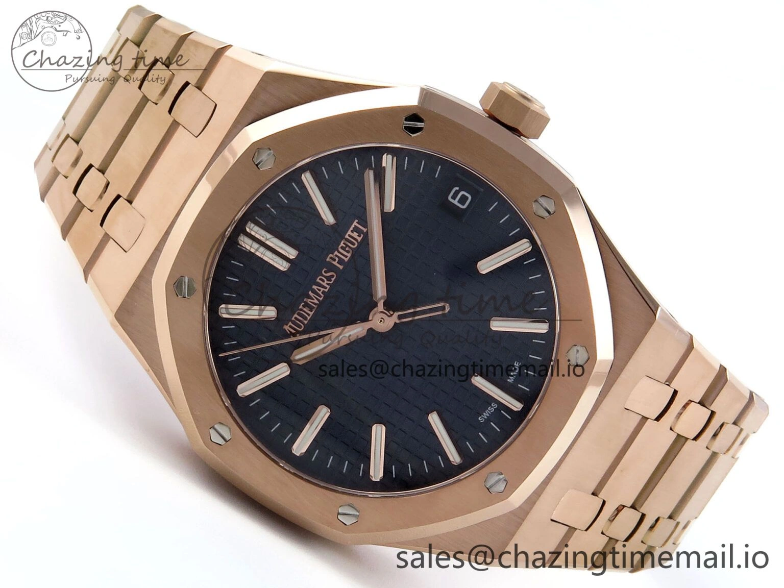 Royal Oak 15510 RG APSF 1:1 Best Edition Blue Dial on RG Bracelet SA4302 Super Clone V2 (SW Dial) OdorResistant 4293