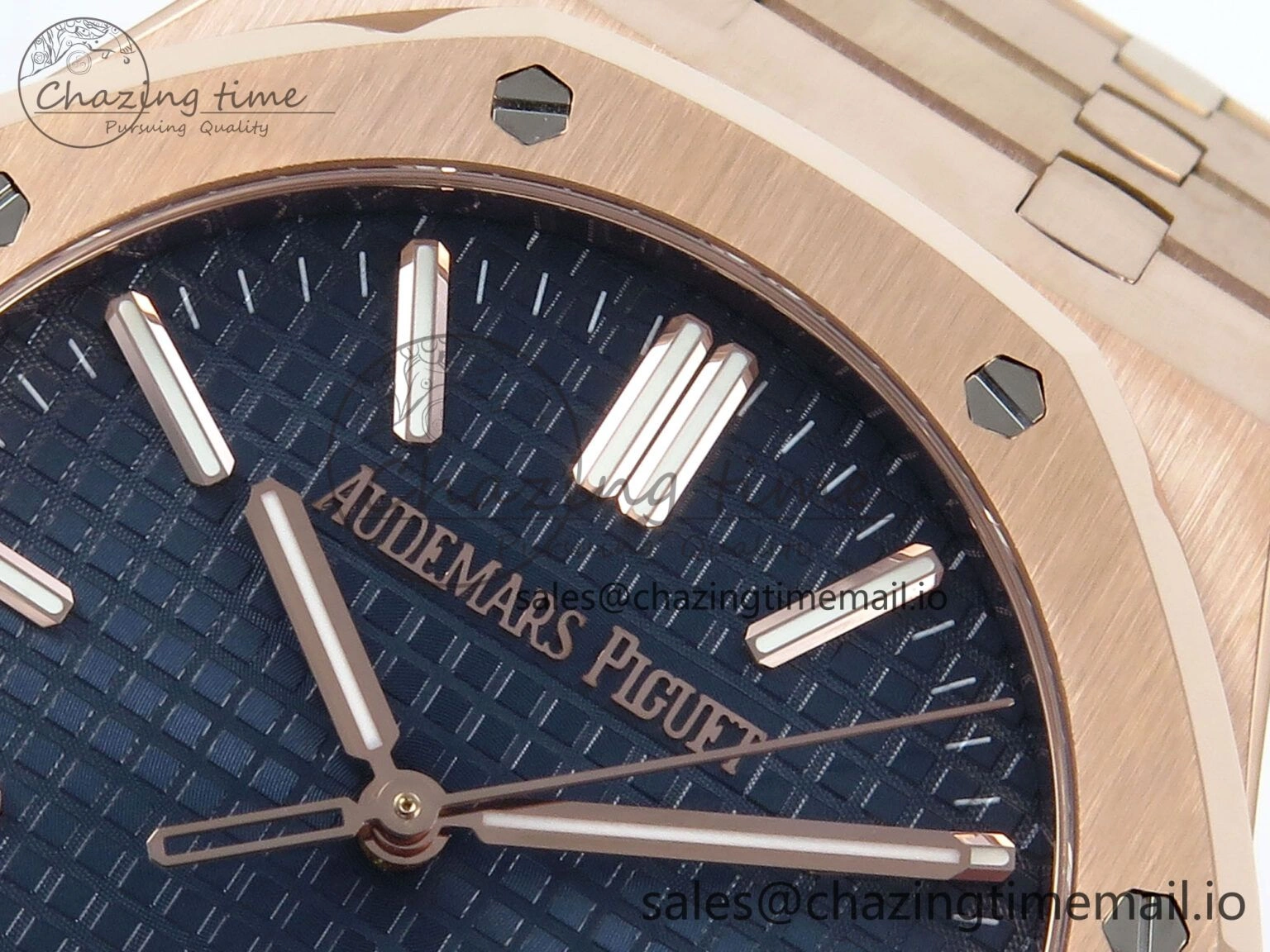 Royal Oak 15510 RG APSF 1:1 Best Edition Blue Dial on RG Bracelet SA4302 Super Clone V2 (SW Dial) OdorResistant 4293