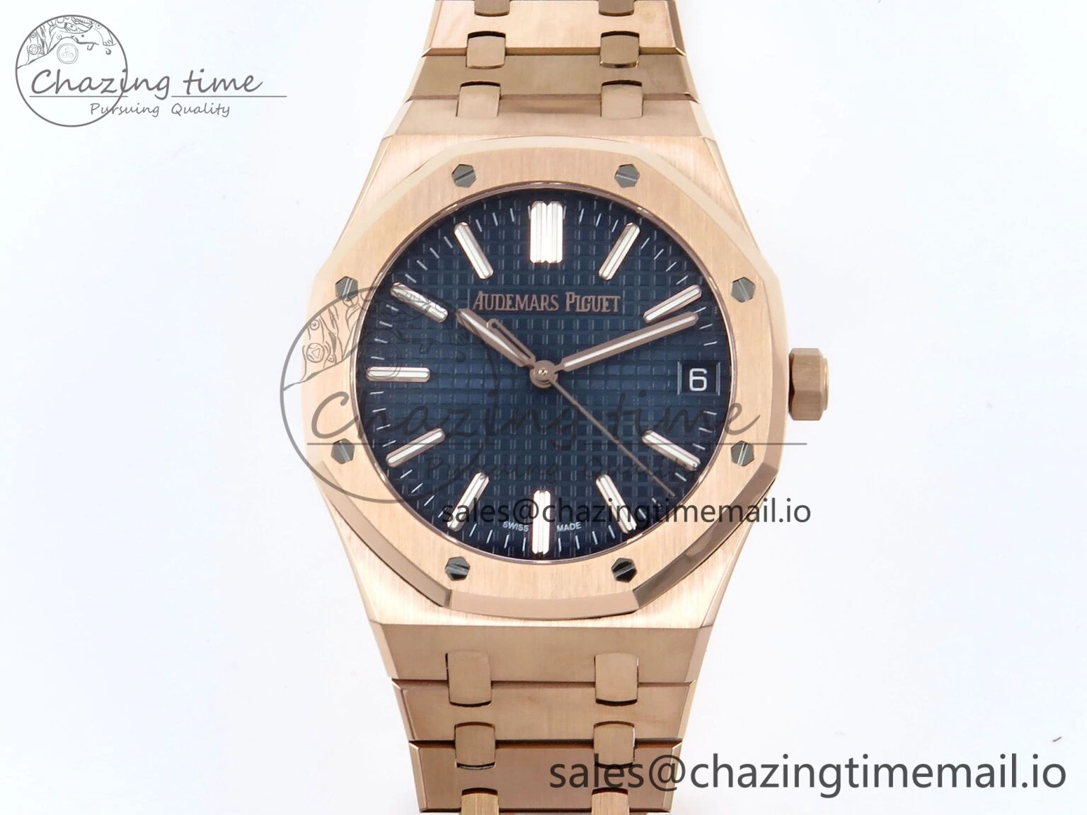 Royal Oak 15510 RG APSF 1:1 Best Edition Blue Dial on RG Bracelet SA4302 Super Clone V2 (SW Dial) OdorResistant 4293