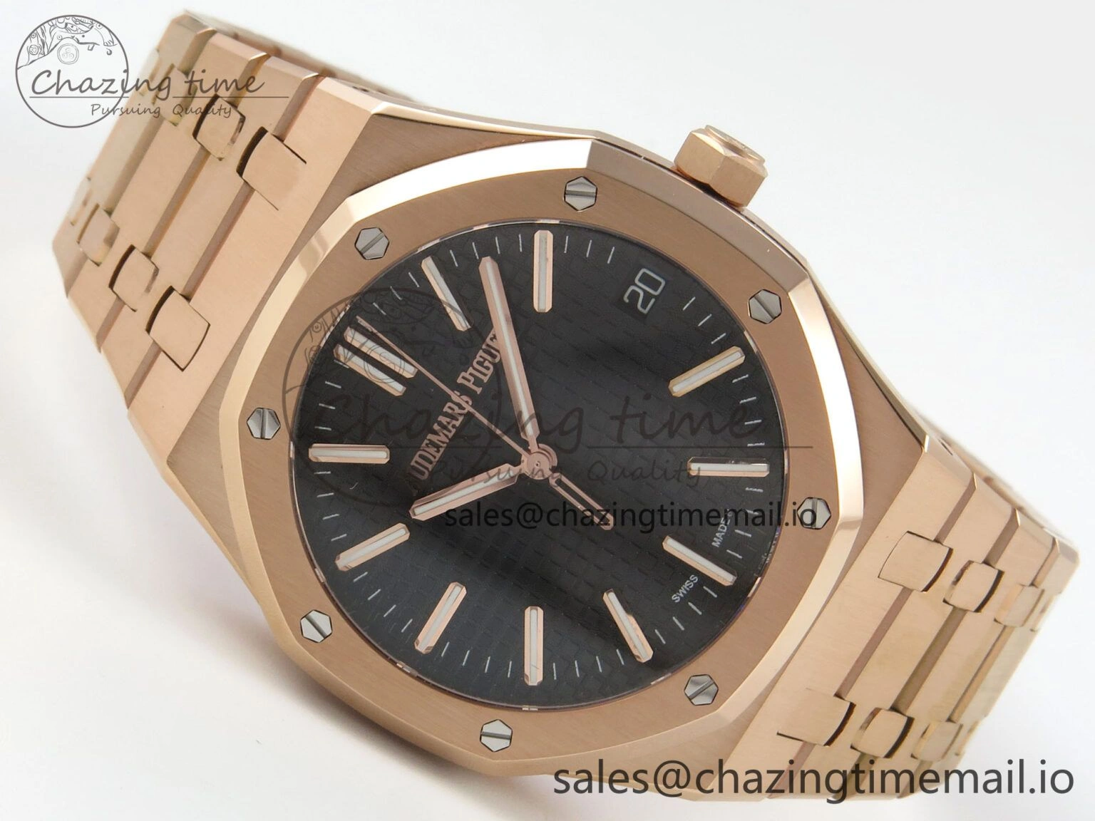 GoodFit Royal Oak 15510 RG TWSF Best Edition Black Textured Dial on RG Bracelet SA4302 Super Clone 4247