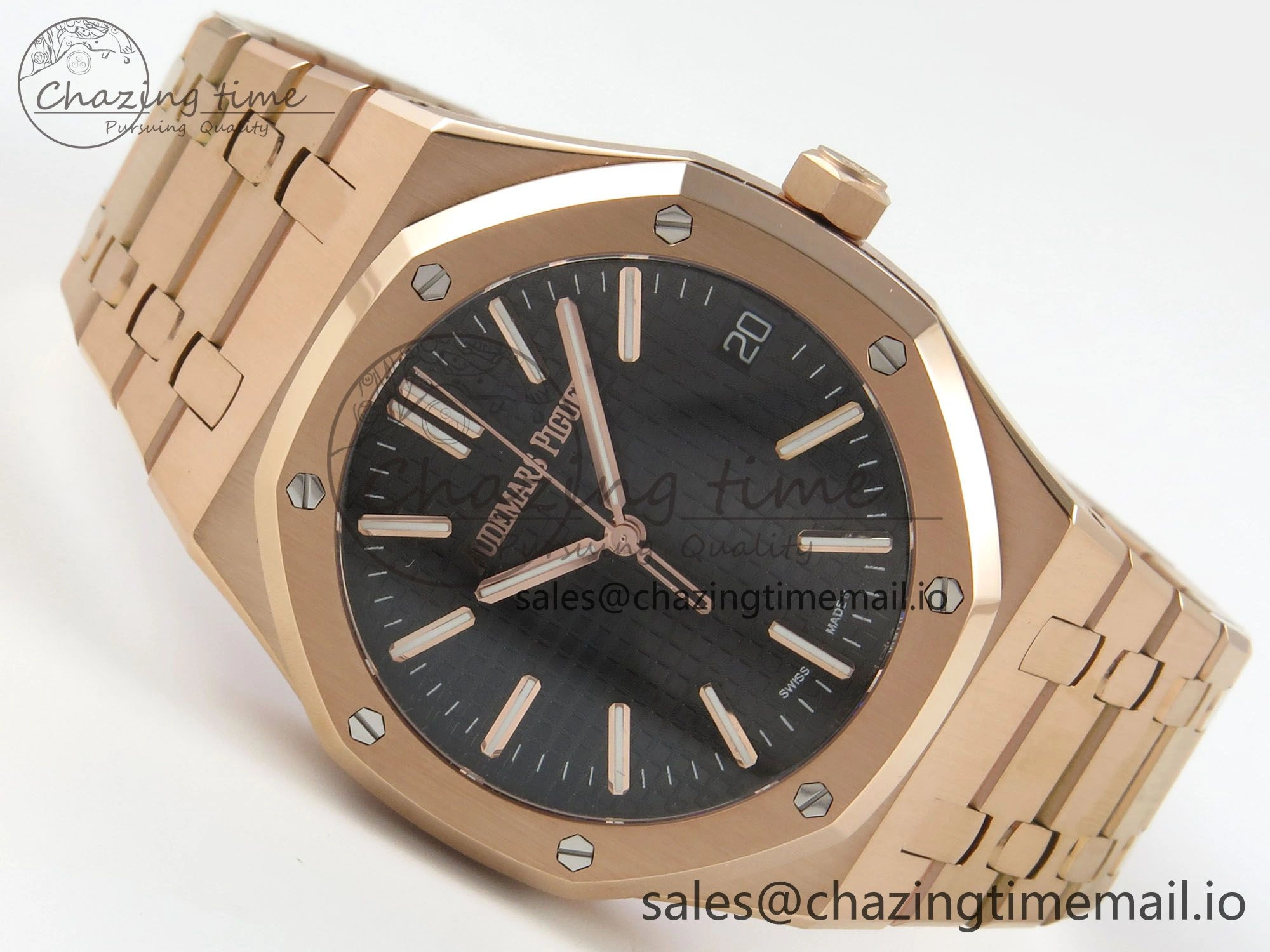 GoodFit Royal Oak 15510 RG TWSF Best Edition Black Textured Dial on RG Bracelet SA4302 Super Clone 4247