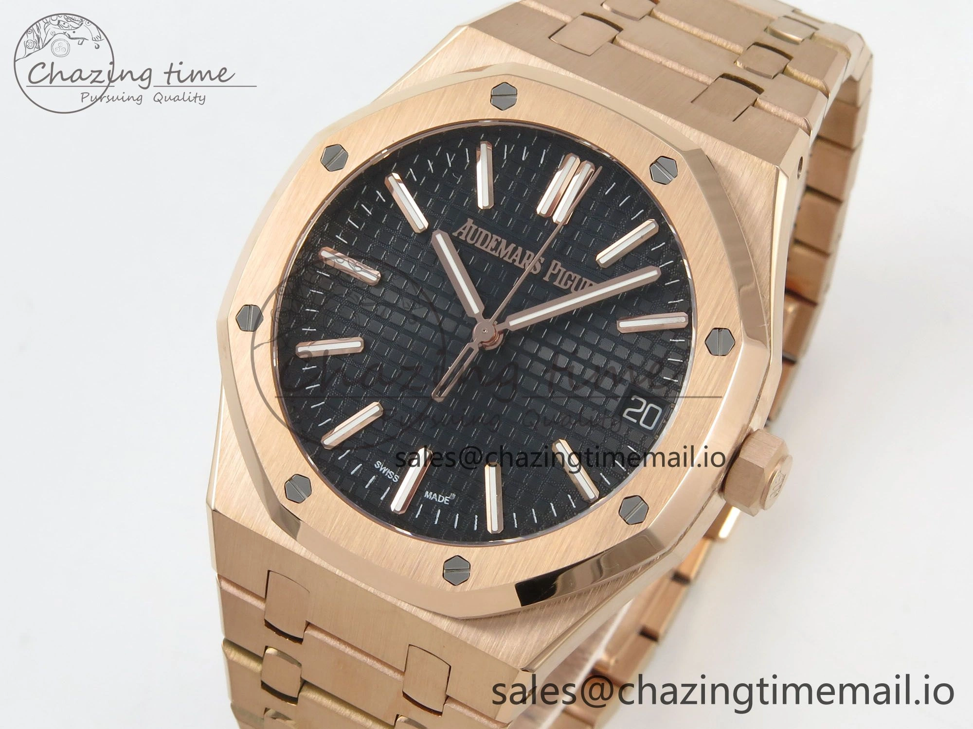 GoodFit Royal Oak 15510 RG TWSF Best Edition Black Textured Dial on RG Bracelet SA4302 Super Clone 4247