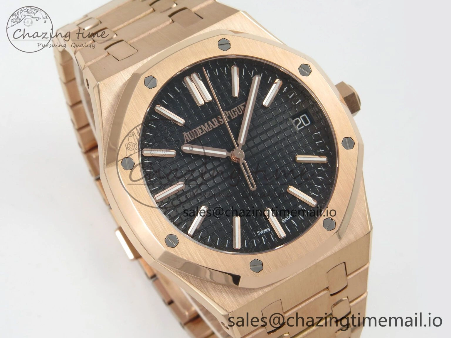 GoodFit Royal Oak 15510 RG TWSF Best Edition Black Textured Dial on RG Bracelet SA4302 Super Clone 4247