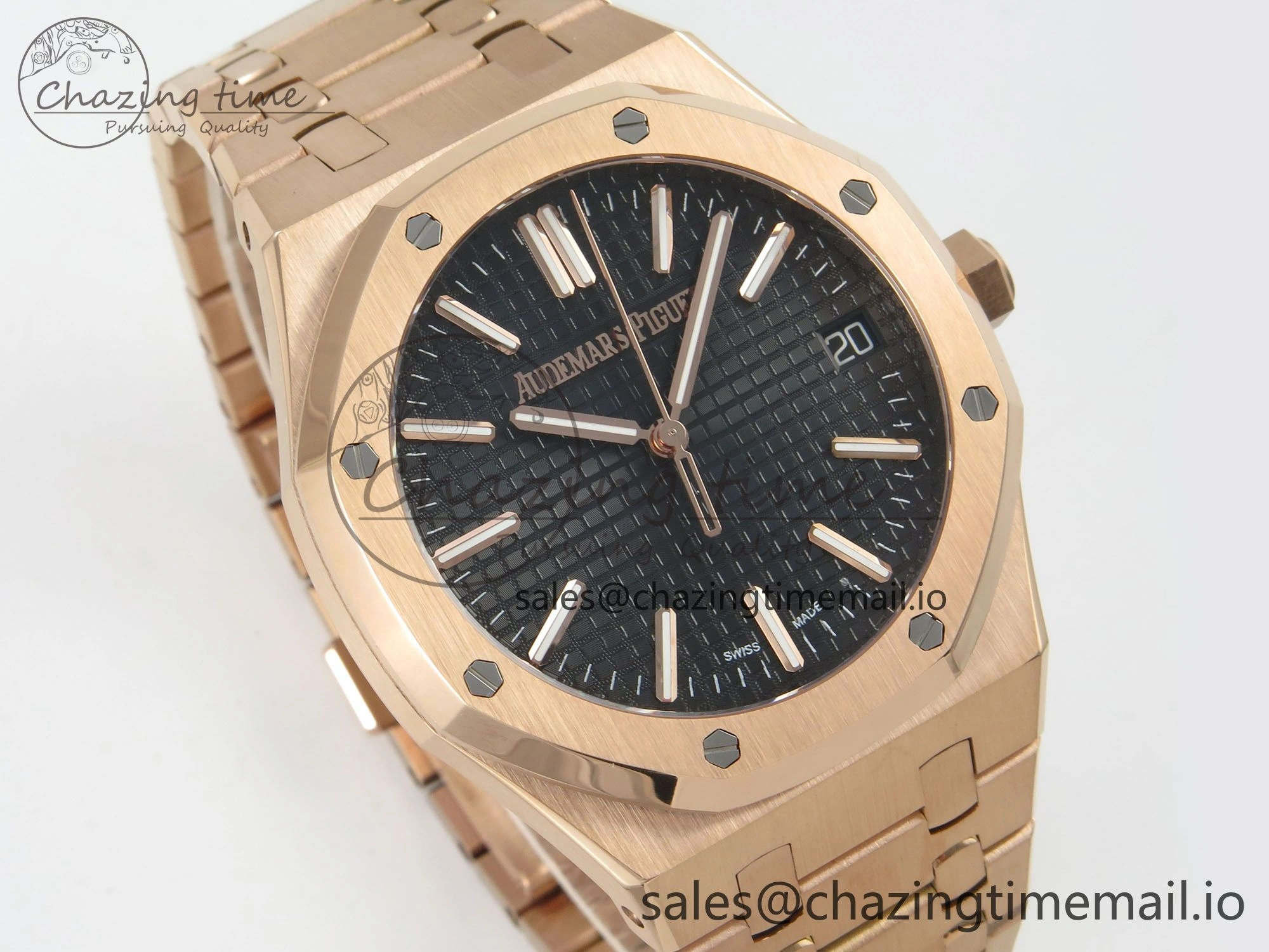 GoodFit Royal Oak 15510 RG TWSF Best Edition Black Textured Dial on RG Bracelet SA4302 Super Clone 4247