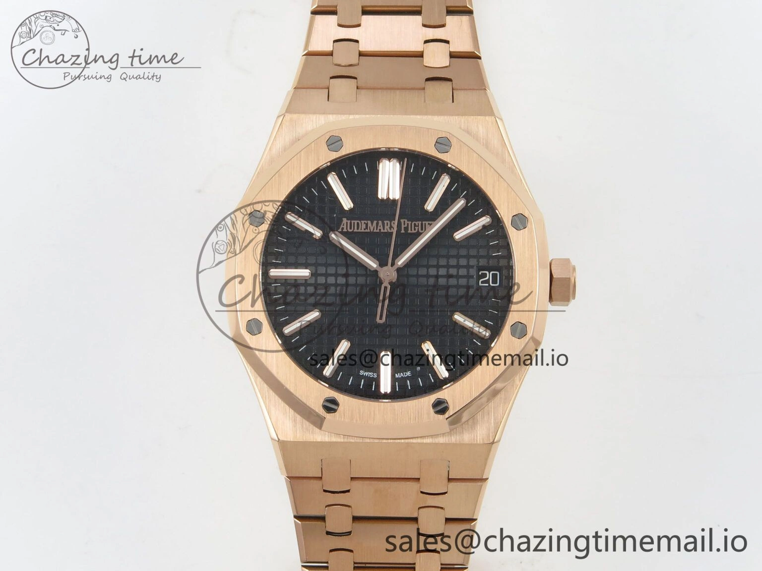 GoodFit Royal Oak 15510 RG TWSF Best Edition Black Textured Dial on RG Bracelet SA4302 Super Clone 4247
