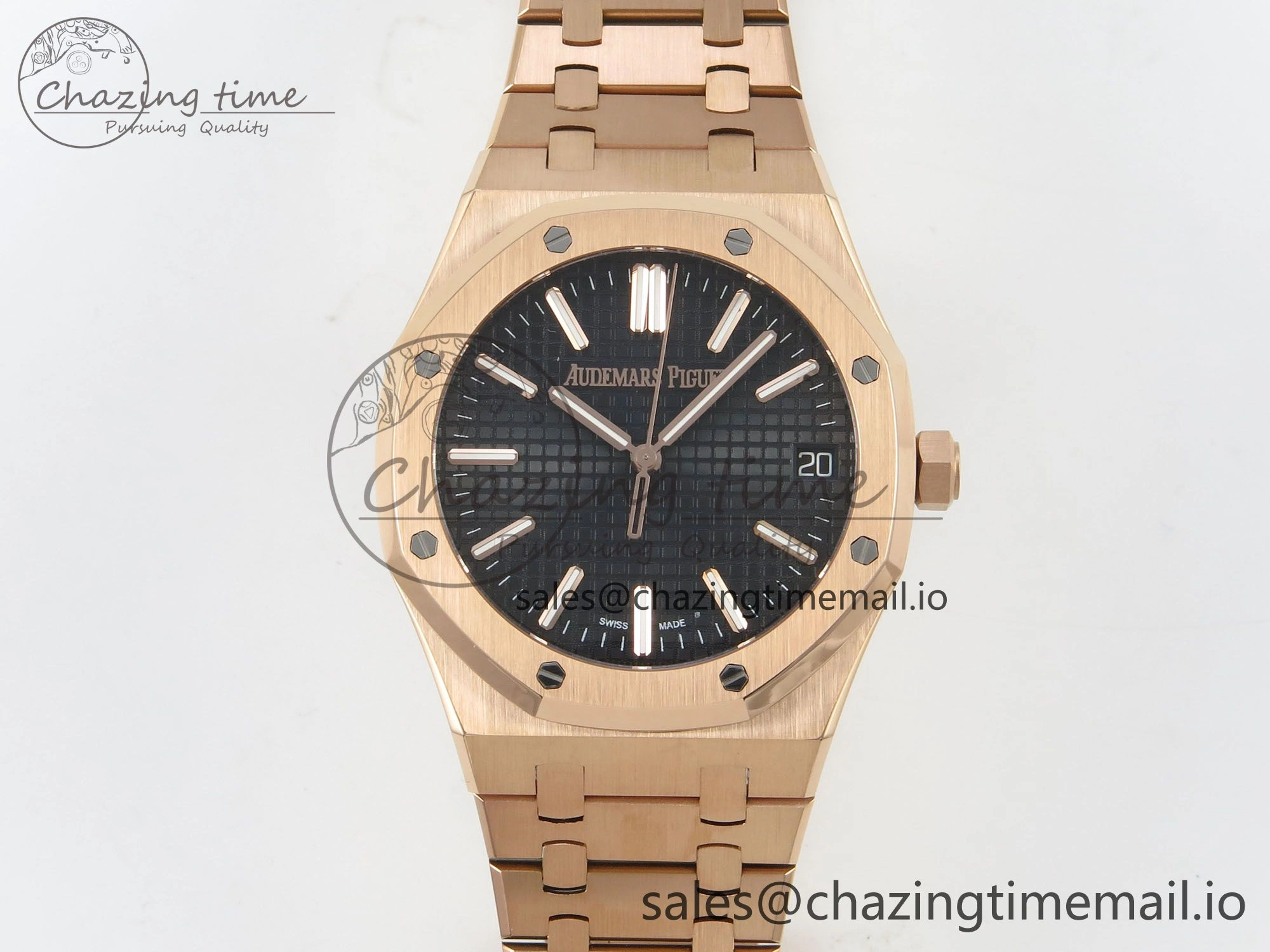 GoodFit Royal Oak 15510 RG TWSF Best Edition Black Textured Dial on RG Bracelet SA4302 Super Clone 4247