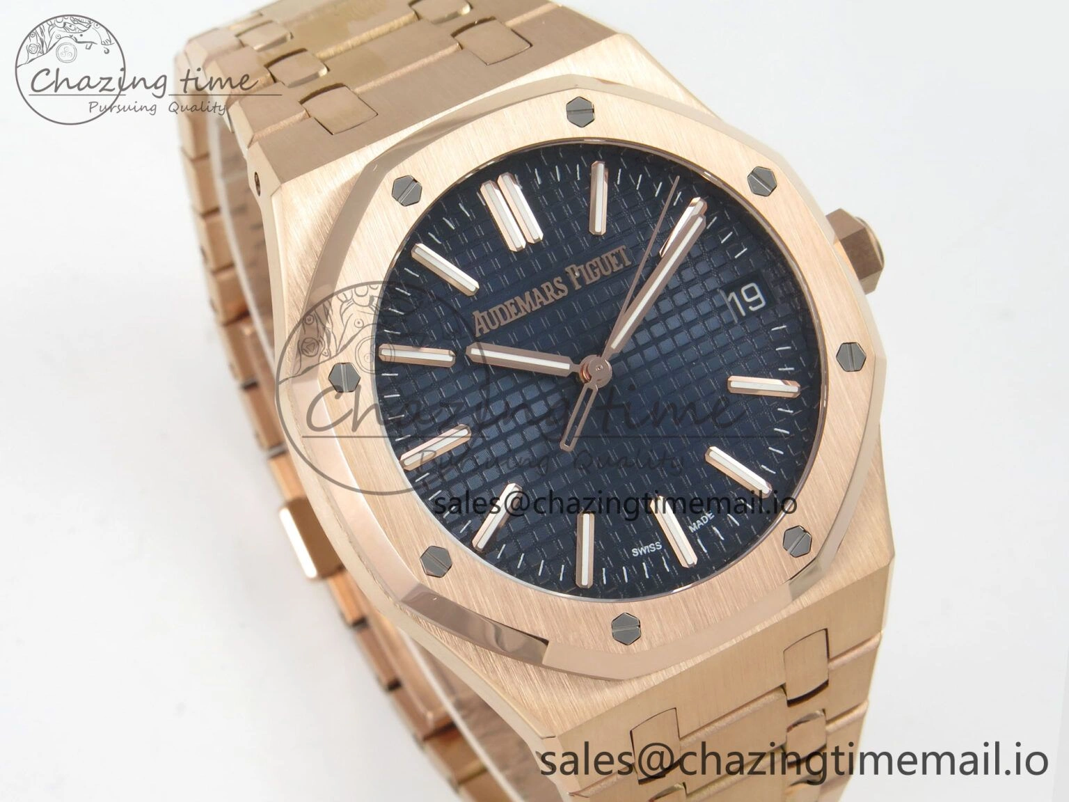 Durable Royal Oak 15510 RG TWSF Best Edition Blue Textured Dial on RG Bracelet SA4302 Super Clone 4245